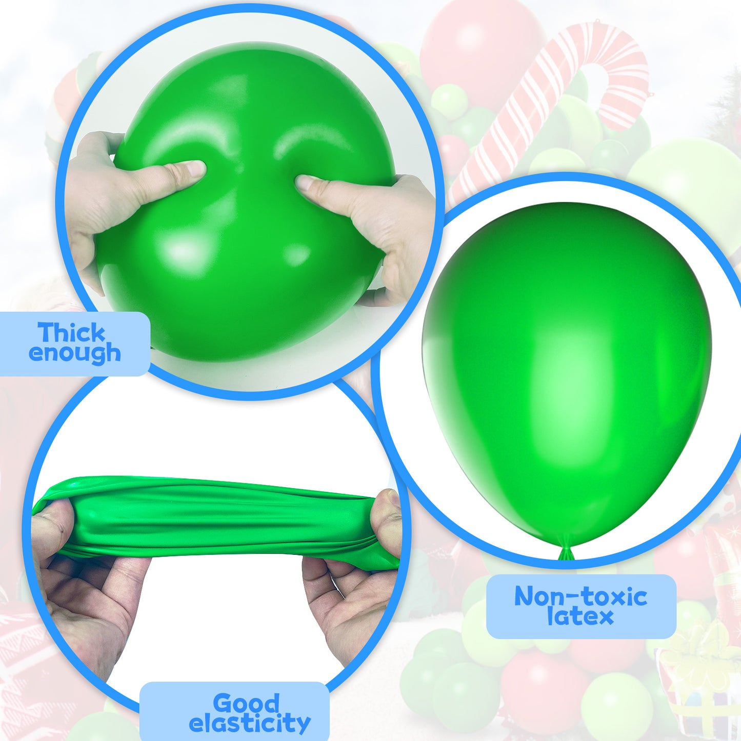 Merry Christmas Balloon Garland Arch Kit Include Xmas Latex Balloons Candy Foil and Candy Cane Balloons for Wintertime Holiday New Year Birthday Party Decoration Supplies(Red and Green)