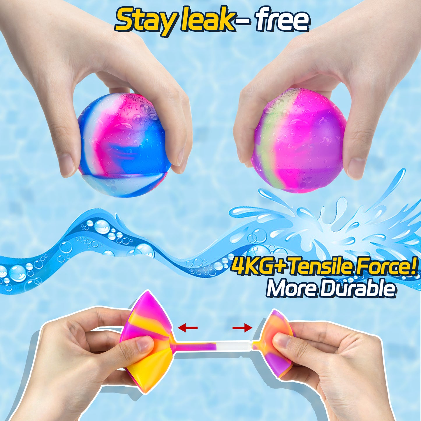 Reusable Water Balloons,Silicone Refillable Water Balloons Bombs Quick Fill & Self Sealing Water Balloons,Magnetic Water Balloons-Water Toys for Kids & Adults Summer Games,Water Balls