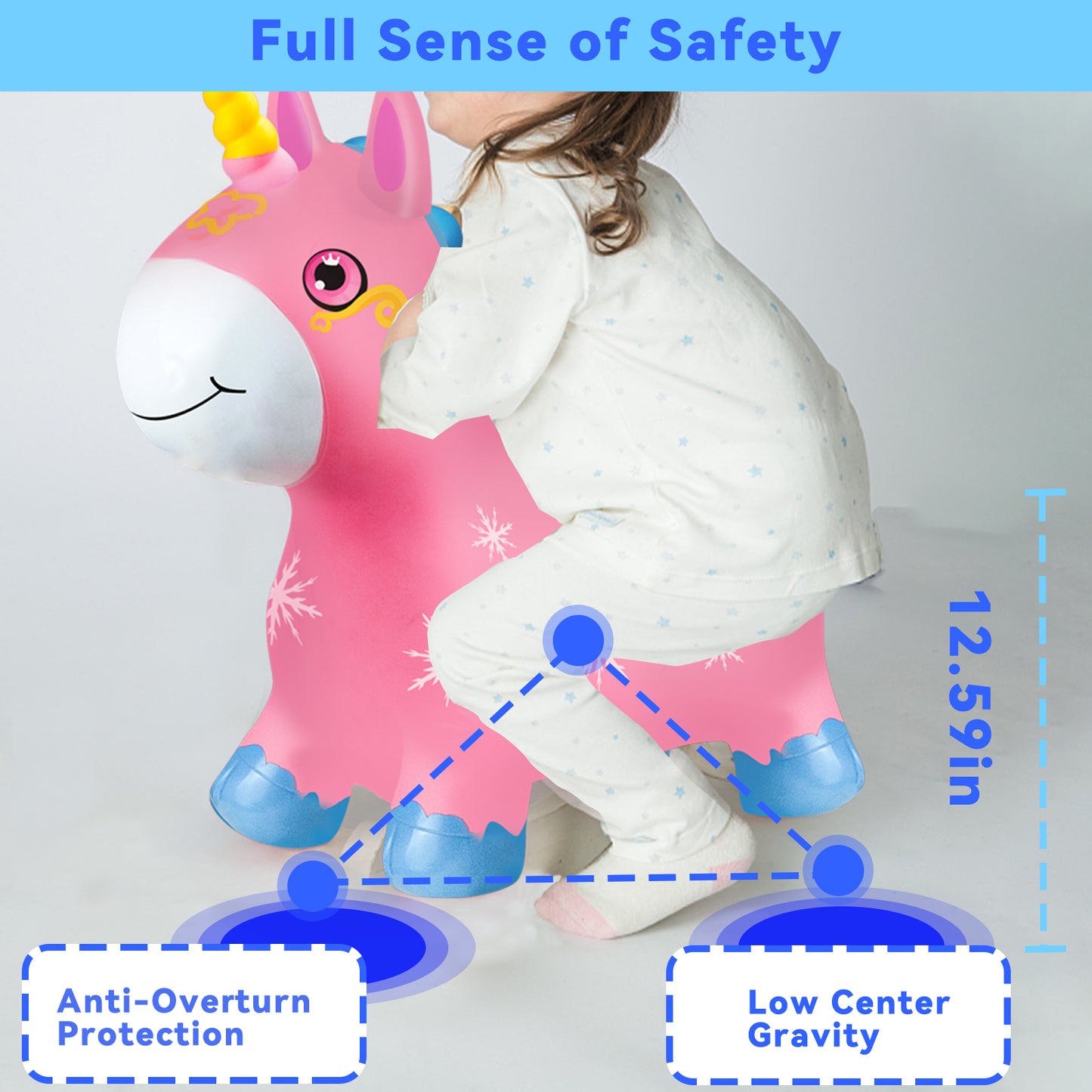 Bouncy Horse - Baby Toys Inflatable Plush Bouncing Dinosaur Hopper, Indoor Outdoor Toys Ride On Animal with Pump for Boys Girls Toddlers Birthday Party Gifts