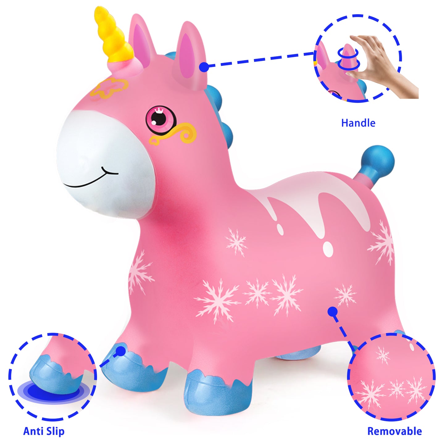 Bouncy Horse - Baby Toys Inflatable Plush Bouncing Dinosaur Hopper, Indoor Outdoor Toys Ride On Animal with Pump for Boys Girls Toddlers Birthday Party Gifts