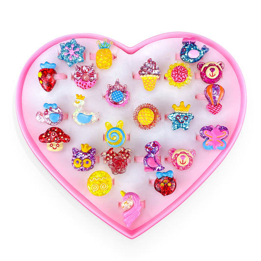 Kids Jewelry Rings for Girls, Toys for Girls Age 3 4 5-7 8 Birthday Christmas Gifts Unique Stocking Stuffers, 50 Pcs Rings Kids' Dress Up & Pretend Play Jewelry Set Easter Basket Stuffers Party Favors