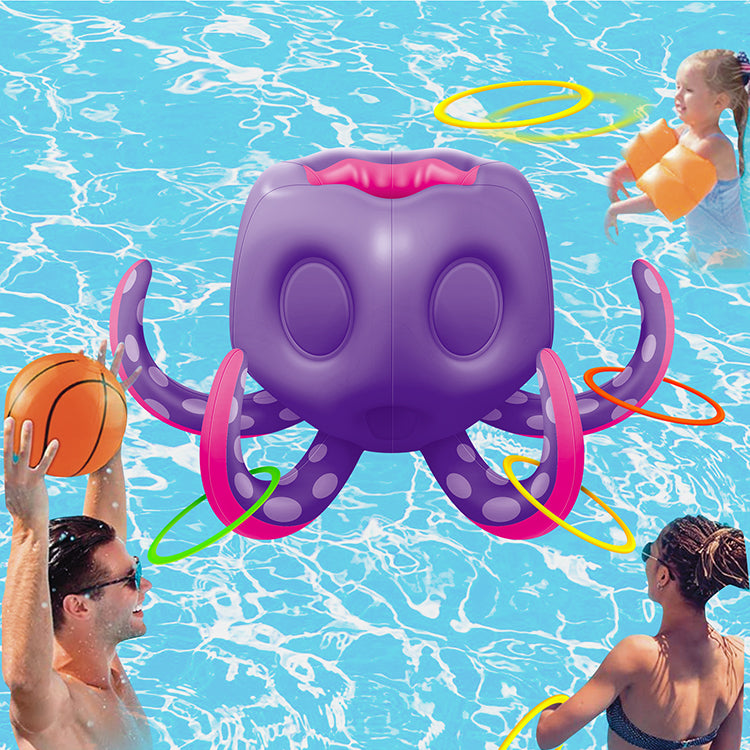 Octopus Pool Toys, Inflatable Basketball Hoop| Ring Toss Game for Indoor Outdoor Play, Cool Summer Toys for Ages 3 4 5 6 7 8 Year Old Boys Girls Adults Family Party Gift