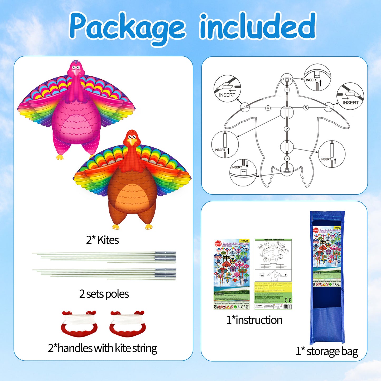 YongnKids Turkey Kite for Kids and Adults Easy to Fly