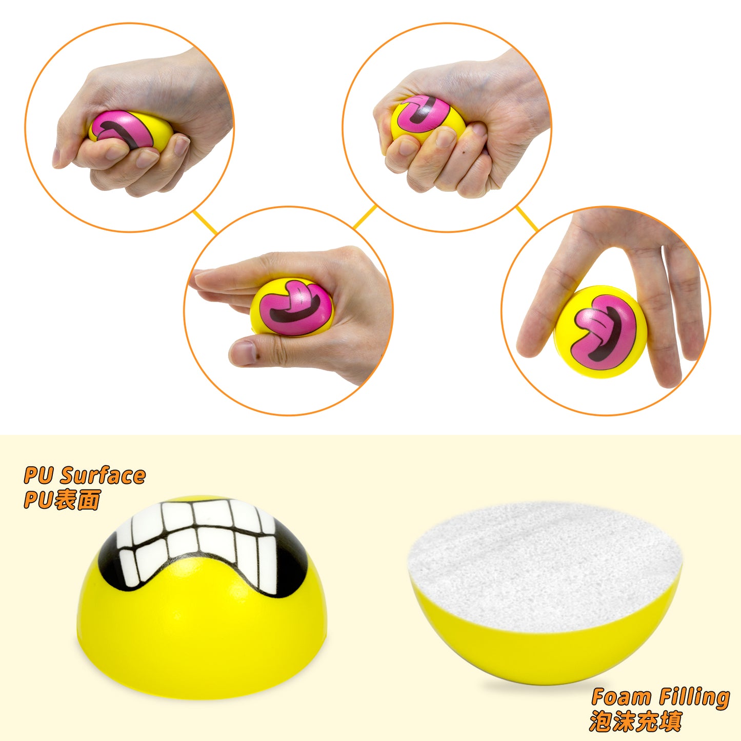 50 Pieces Mini Stress Balls for Adults Kids Party Favors,Soft Squeeze Balls Sensory Fidget Ball Toys Carnival Prizes, Colorful Expressions Stress Ball Bulk Birthday Gifts for Boys and Girls