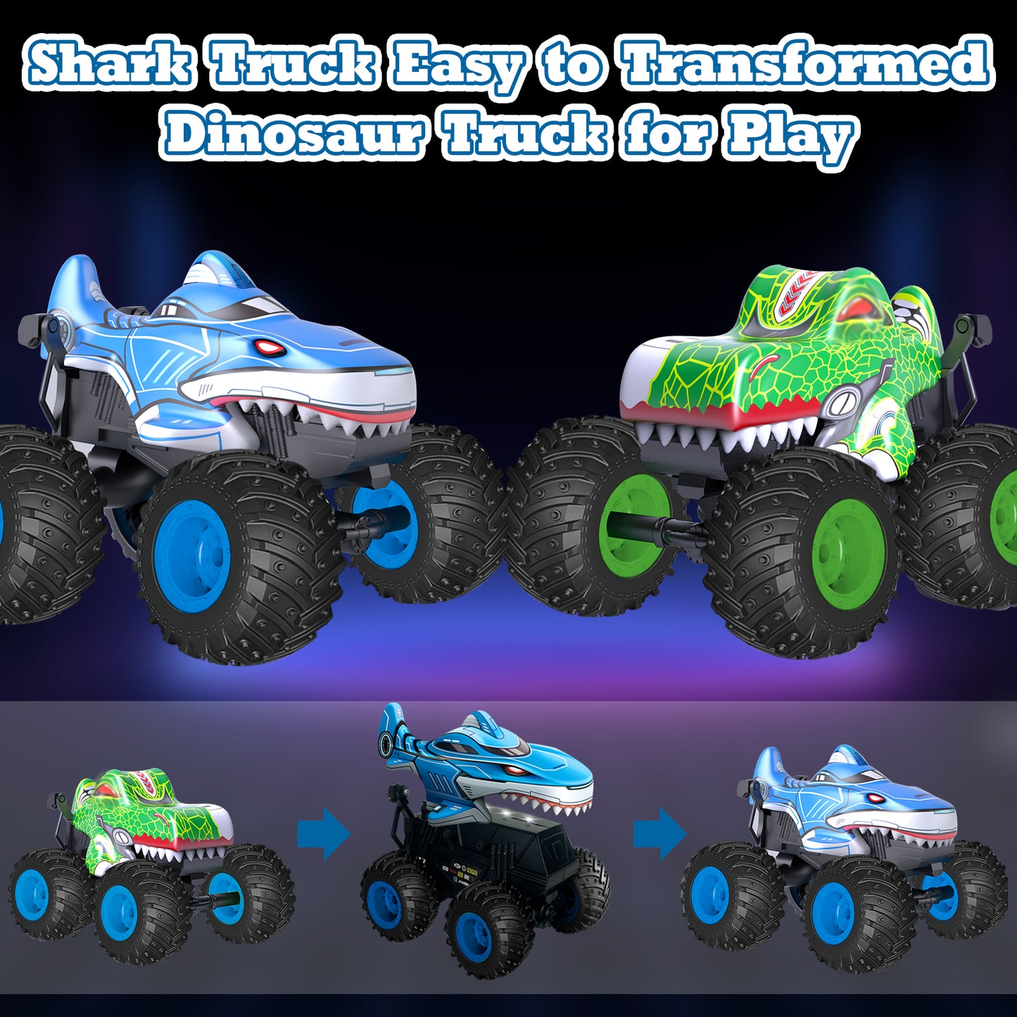 Remote Control Monster Car, All Terrain Remote Control Monster Truck, RC Monster Car Toy Truck with Music LED Light, RC Monster Truck for Boys 4-7 8-12 Girls Kids