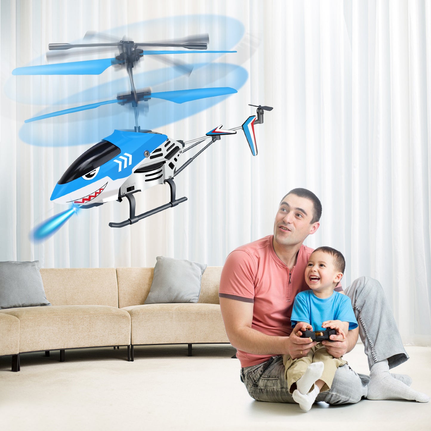 "YongnKids Remote Control Helicopter for Kids| Rc Helicopter Toys w/t LED Lights, 3.5 Channel, Gyro Stabilizer, Altitude Hold, 2.4GHz Helicopter Toys for Beginner Boys Girls Indoor- Shark "