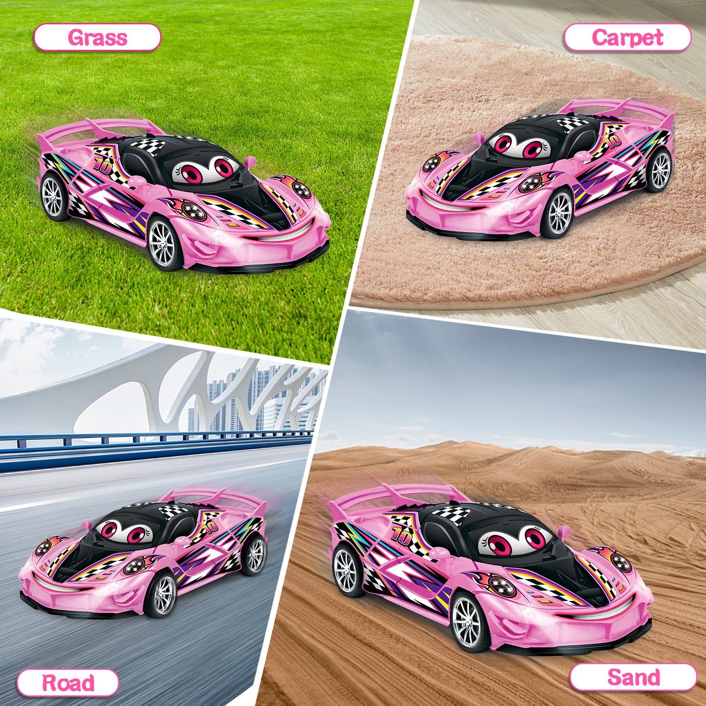 Remote Control Cars Toys for 3 4 5 6 7 8 Year Old Boys 1:18 High Speed Sports Racing Drift RC Car with LED Light Boys Girls Gifts Age 3-12 Kids Toy Birthday Presents Indoor Outdoor Game
