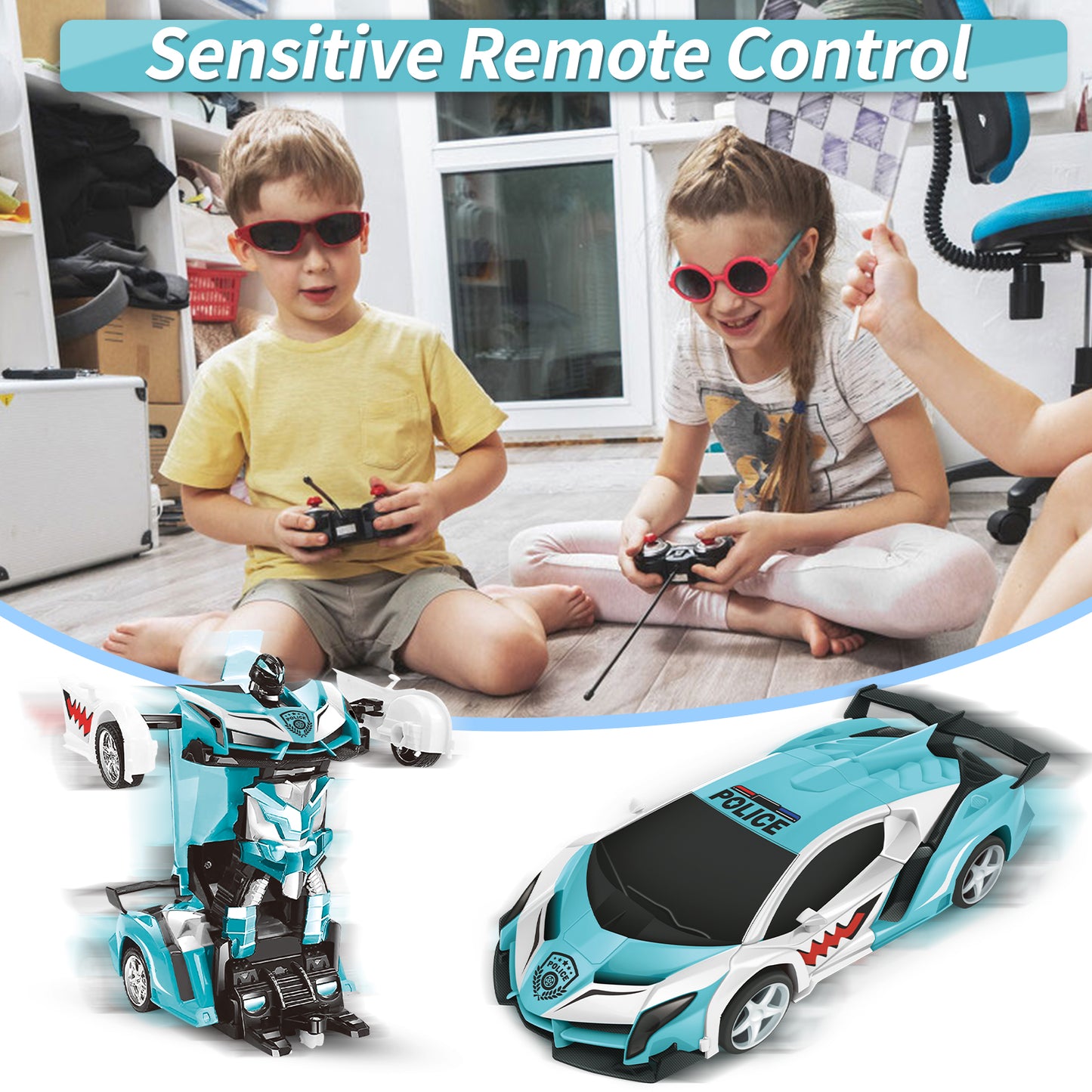 Remote Control Car Transform Car Robot Toy for Kids,1:18 Scale High Speed RC Cars Racing Car with 360°Rotating for Boys 3 4 5 6 7 8 9 Years Old Birthday
