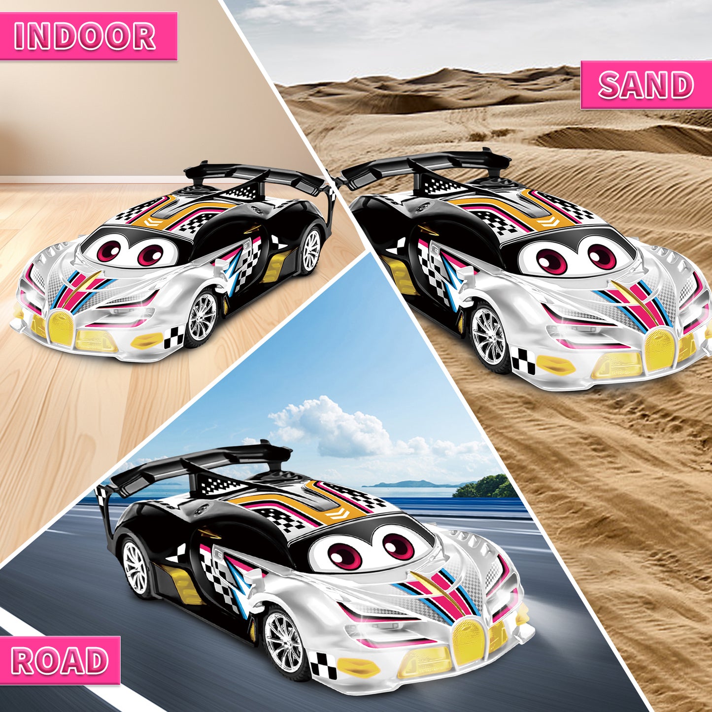 Remote Control Cars Toys for 3 4 5 6 7 8 Year Old Boys 1:18 High Speed Sports Racing Drift RC Car with LED Light Boys Girls Gifts Age 3-12 Kids Toy Birthday Presents Indoor Outdoor Game