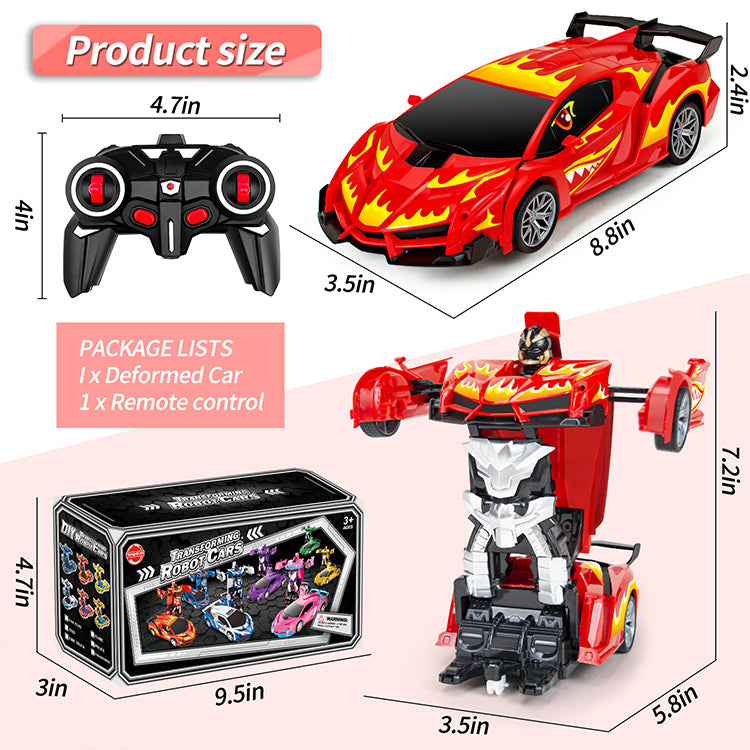 Remote Control Car Transform Car Robot Toy for Kids,1:18 Scale High Speed RC Cars Racing Car with 360°Rotating for Boys 3 4 5 6 7 8 9 Years Old Birthday-Red