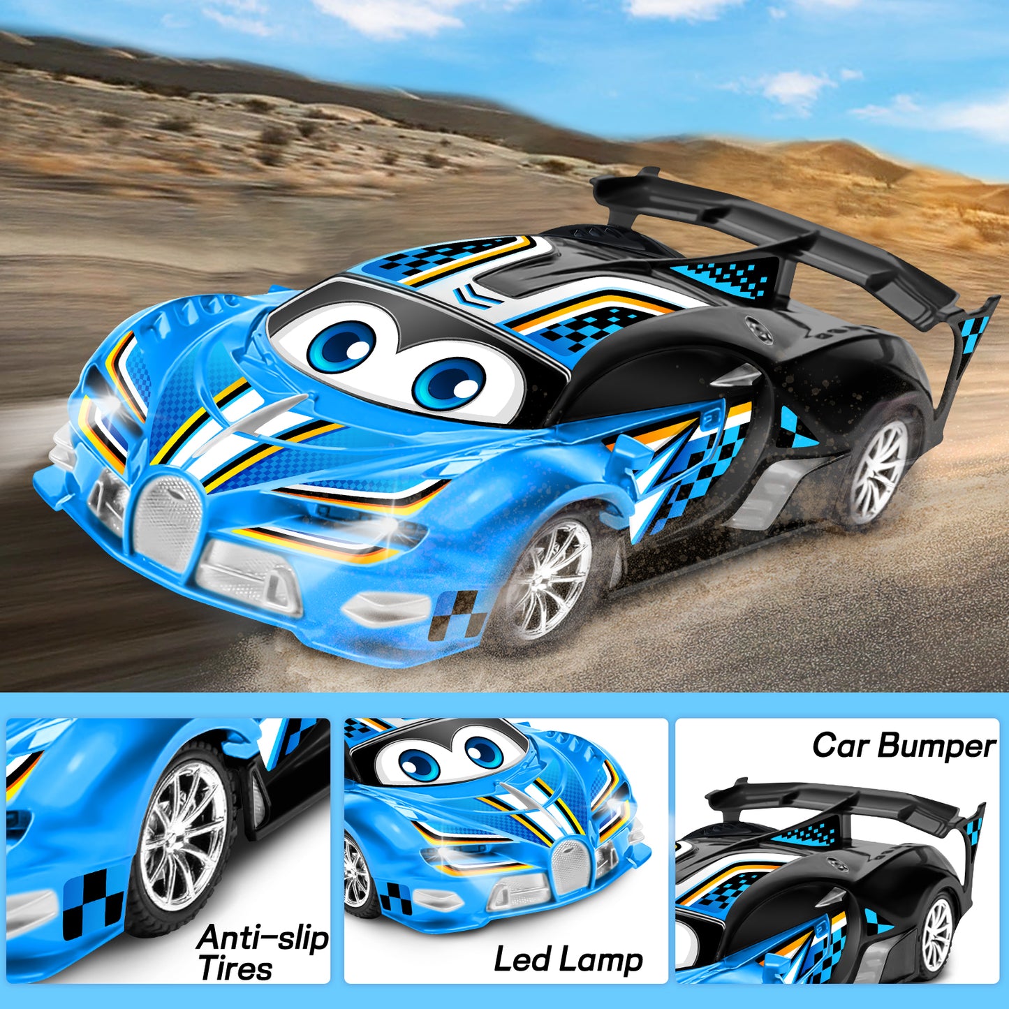 Remote Control Cars Toys for 3 4 5 6 7 8 Year Old Boys 1:18 High Speed Sports Racing Drift RC Car with LED Light Boys Girls Gifts Age 3-12 Kids Toy Birthday Presents Indoor Outdoor Game