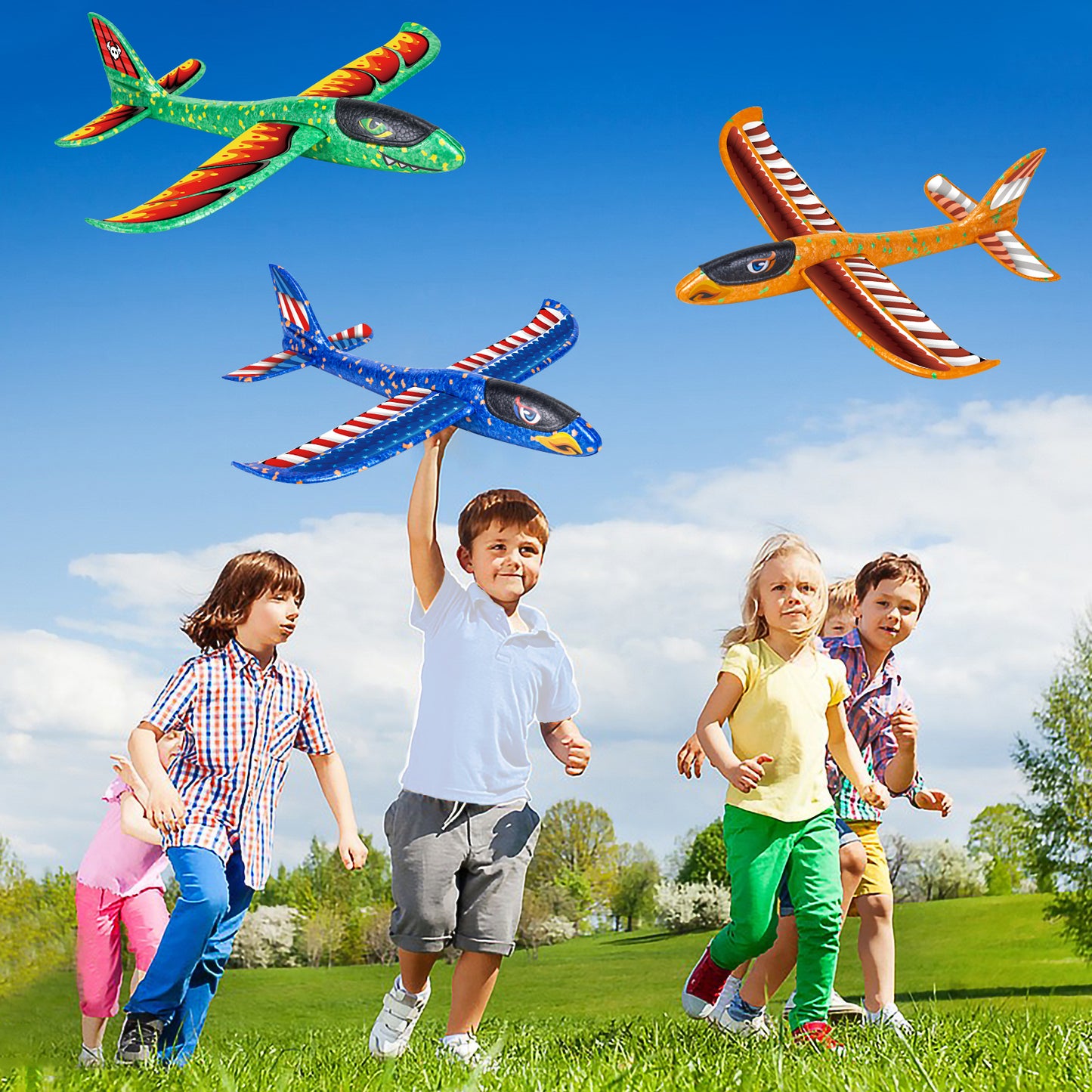 Foam Gliders Plane For Kids, Large Airplane Toy Polystyrene Aeroplane Toys Flying Gliders, Manual,Inertia and Durable Suitable for Family Outdoor Sport