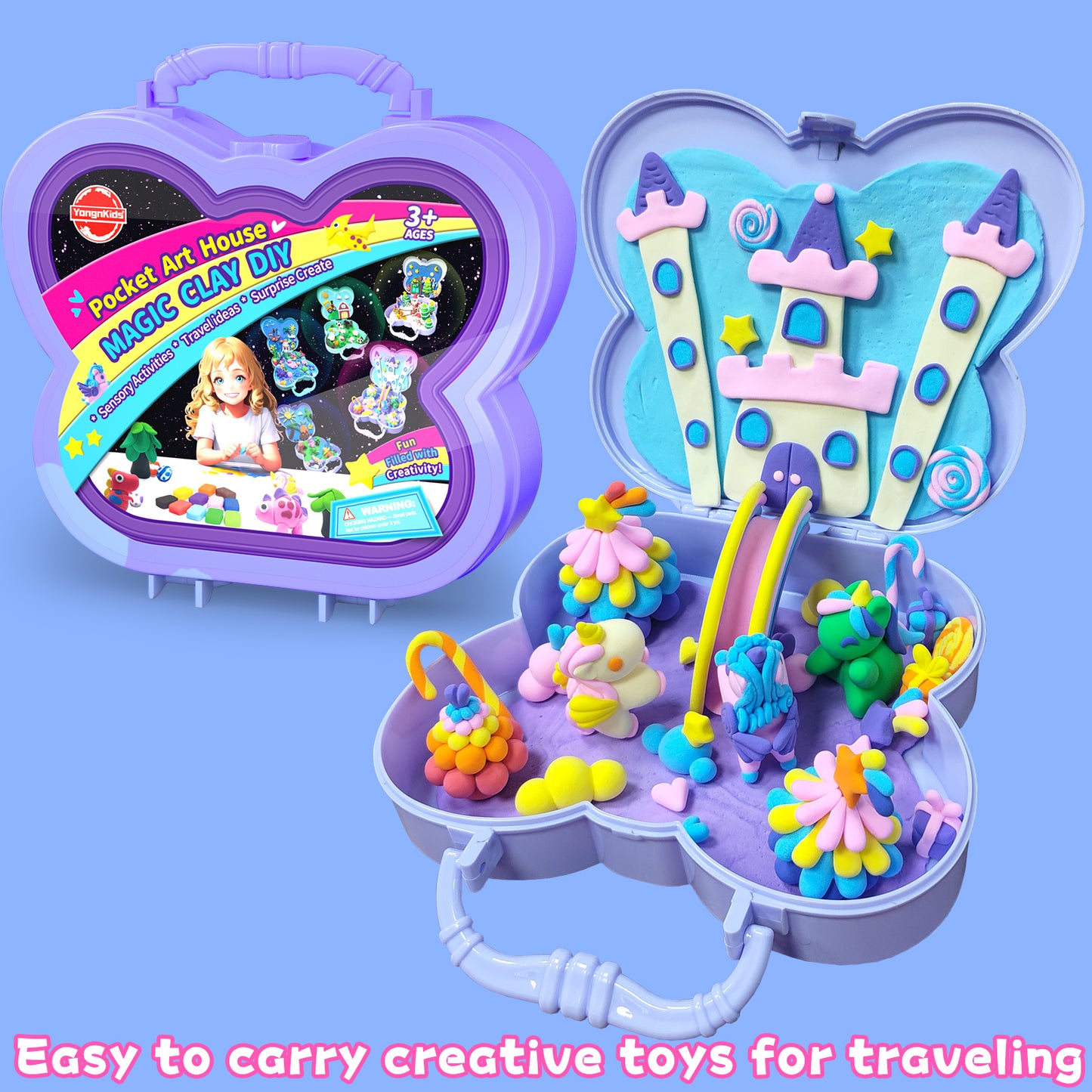 Air Dry Clay With Storage Box ,12 Colors Modelling Clay with 3 Tools & Project Booklet,DIY Creative Ultra Soft Light Magic Clay,Arts and Crafts Kits for Kids Boys Girls Toys
