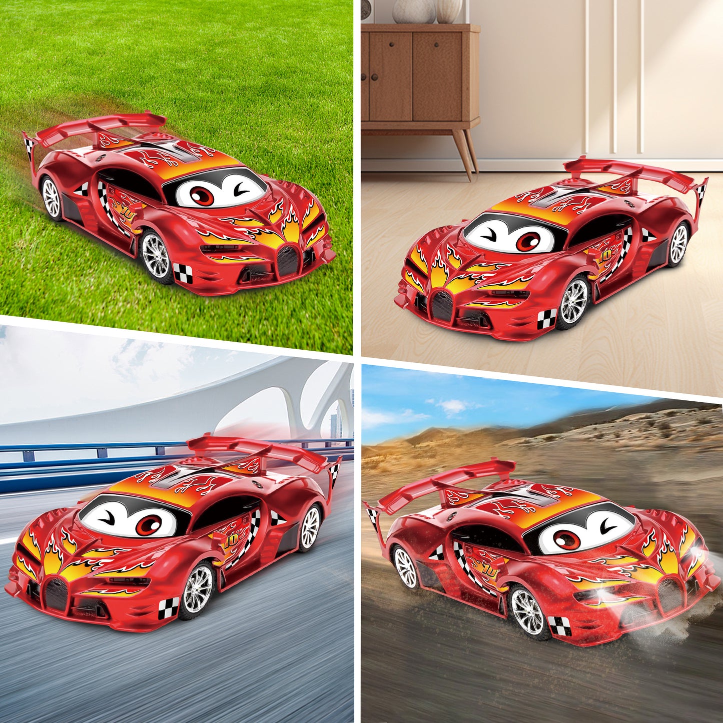 Remote Control Cars Toys for 3 4 5 6 7 8 Year Old Boys 1:18 High Speed Sports Racing Drift RC Car with LED Light Boys Girls Gifts Age 3-12 Kids Toy Birthday Presents Indoor Outdoor Game