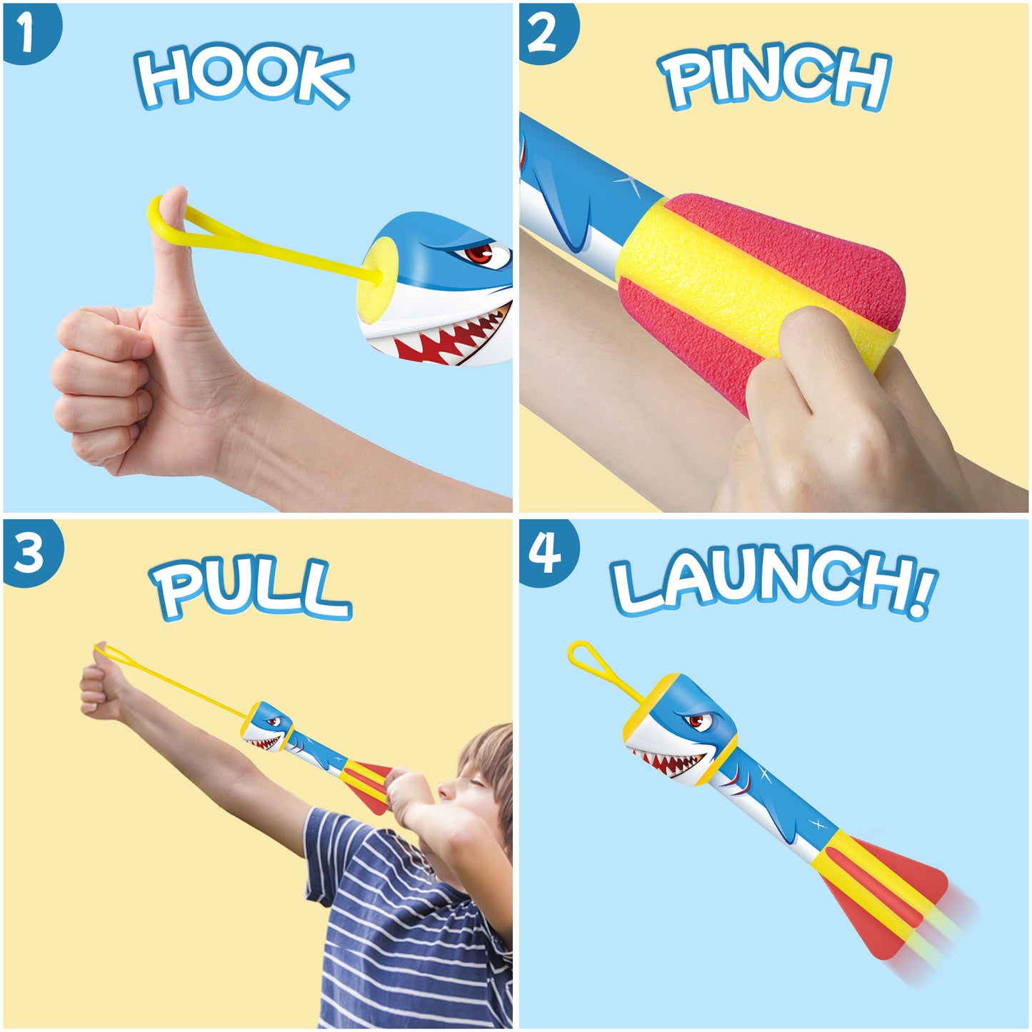 Children's Slingshot rocket launcher, Finger rocket launcher outdoor indoor toys, Easter basket gift party gift toys, suitable for 5 、6 、 7 、 8 years old