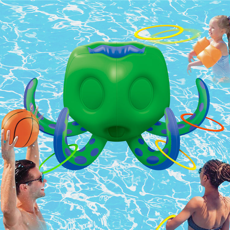 Octopus Pool Toys, Inflatable Basketball Hoop| Ring Toss Game for Indoor Outdoor Play, Cool Summer Toys for Ages 3 4 5 6 7 8 Year Old Boys Girls Adults Family Party Gift