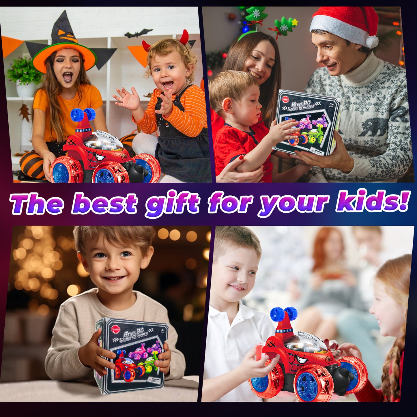 Remote Control Cars, Toy Cars for Kids Age 3 4 5 6, RC Stunt Car with LED Light,Red Spider Gifts for Girls & Boys, Spider Toys for 3 4 5 6 Year Old Girls & Boys