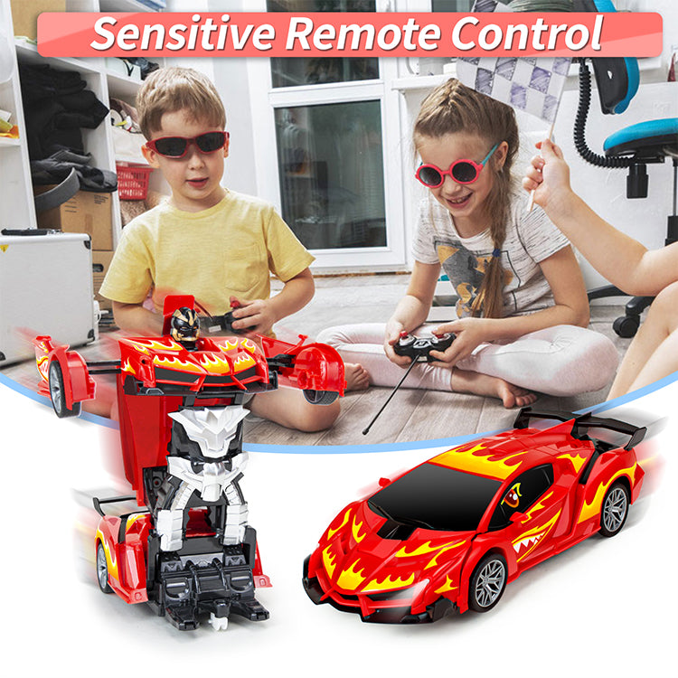 Remote Control Car Transform Car Robot Toy for Kids,1:18 Scale High Speed RC Cars Racing Car with 360°Rotating for Boys 3 4 5 6 7 8 9 Years Old Birthday-Red