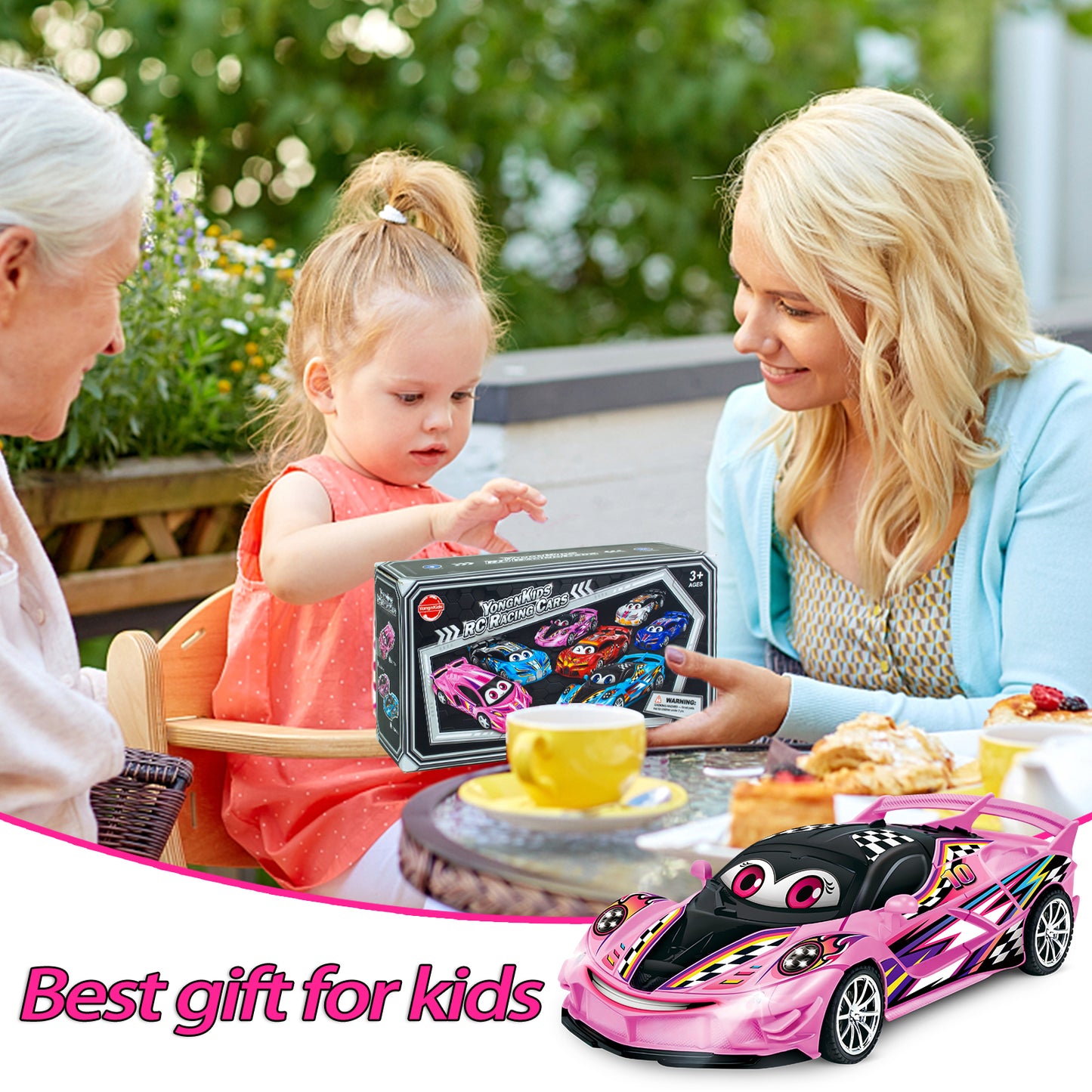 Remote Control Cars Toys for 3 4 5 6 7 8 Year Old Boys 1:18 High Speed Sports Racing Drift RC Car with LED Light Boys Girls Gifts Age 3-12 Kids Toy Birthday Presents Indoor Outdoor Game