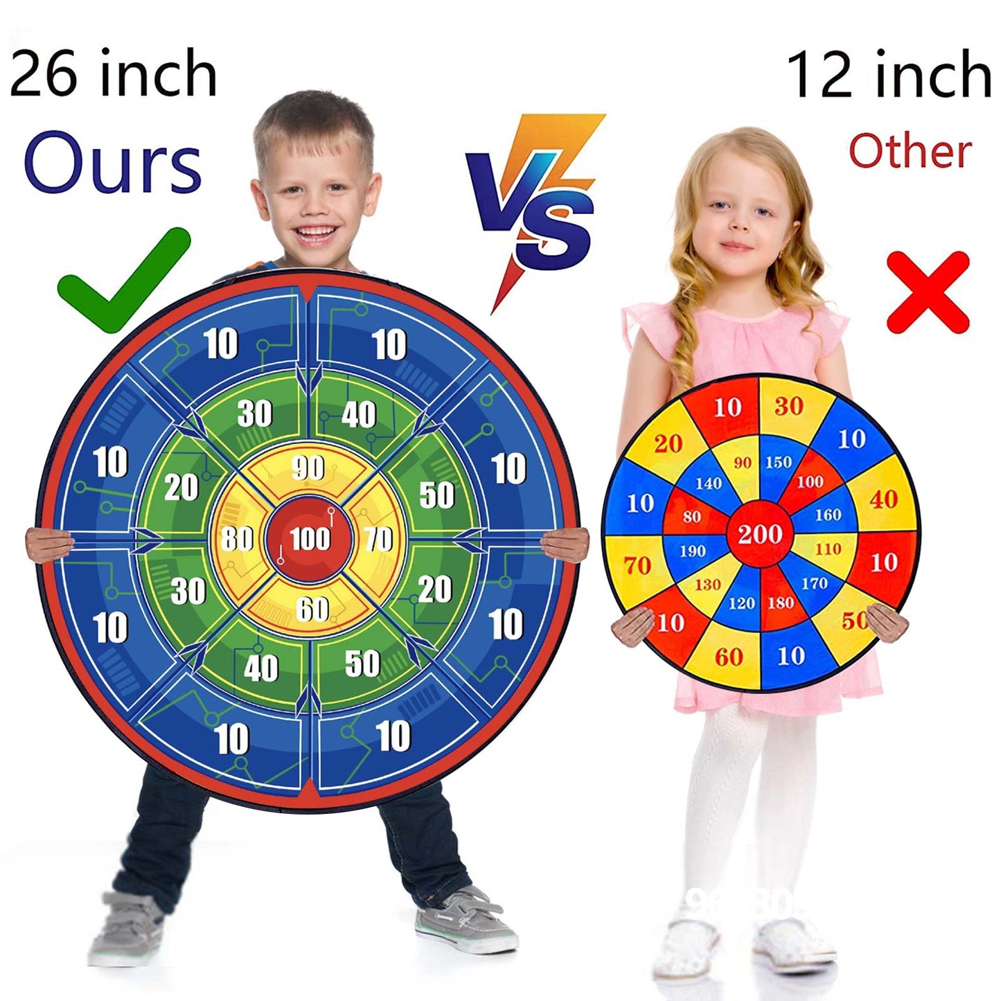 29'' Large Dart Board for Kids, Boys Toys Double Sided Dartboards with 16 Velcro Sticky Balls and 5 Darts, Indoor Outdoor Party Games Toys Gifts for 3 4 5 6 7 8 9 10 11 12 Year Old Boys Girls