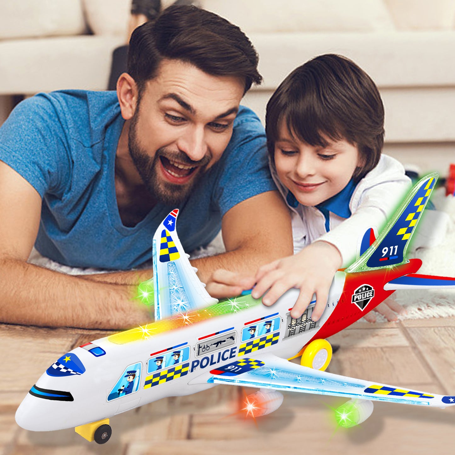 Big Planes Toys for 3 4 5 6 8 Year Old Boys Girls,Toddler Toys, Airplane Model with LED Lights and Sounds and Universal Wheel, Sensory Toddler Autism Toys for Kids Birthday Festive Days Gift