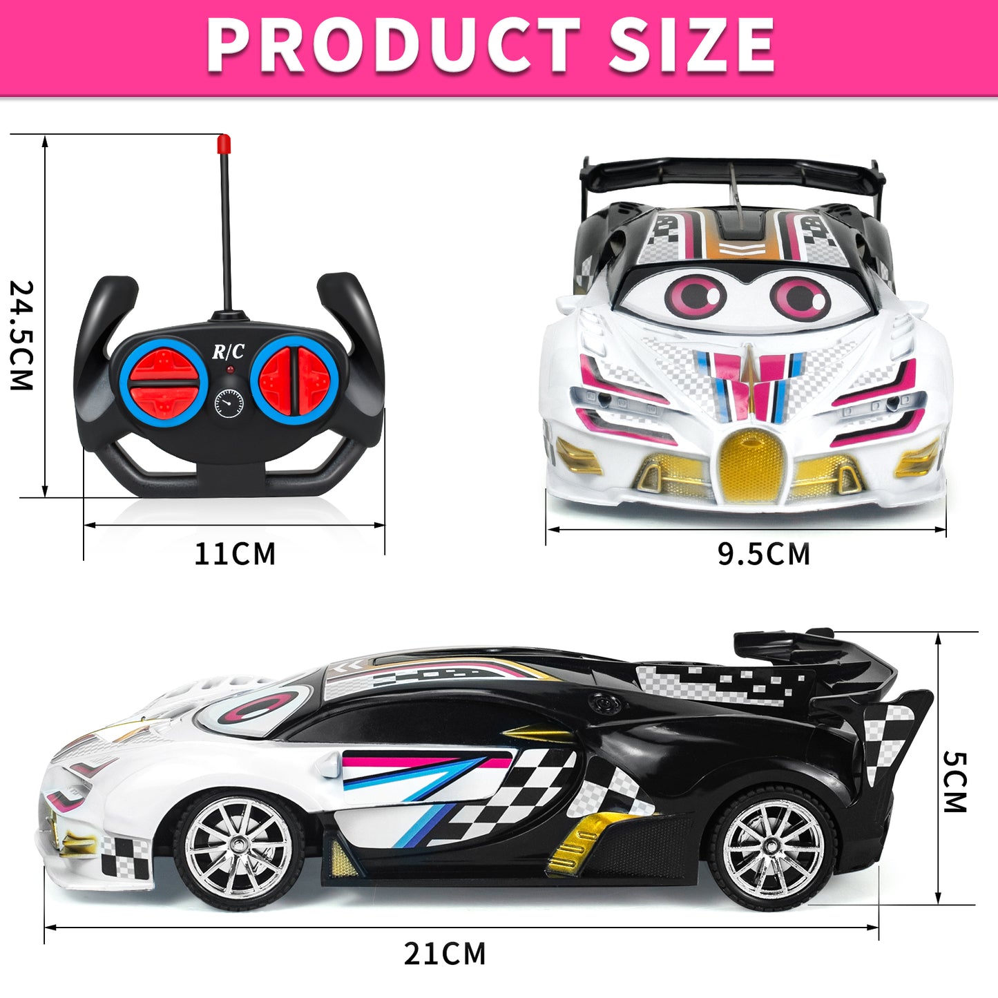 Remote Control Cars Toys for 3 4 5 6 7 8 Year Old Boys 1:18 High Speed Sports Racing Drift RC Car with LED Light Boys Girls Gifts Age 3-12 Kids Toy Birthday Presents Indoor Outdoor Game