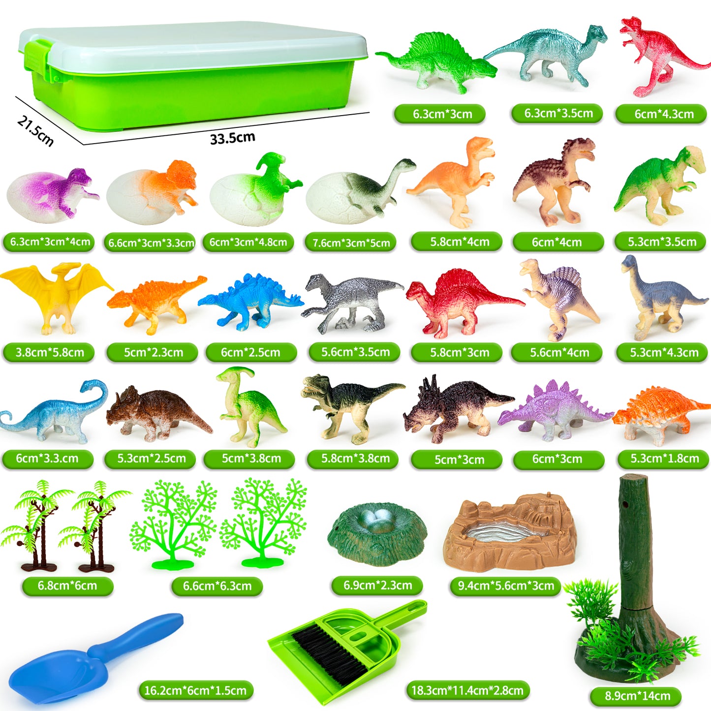 Dinosaur Play Sand Kit - 48Pcs Sensory Bin Sandbox Set Include Cardboards & Dinsoaur Figures & 2 lbs Sand & Cleaning kit & Trees & Rocks for 3 4 5 6-9 Years Old Toddlers Kids Boys Easter Gift