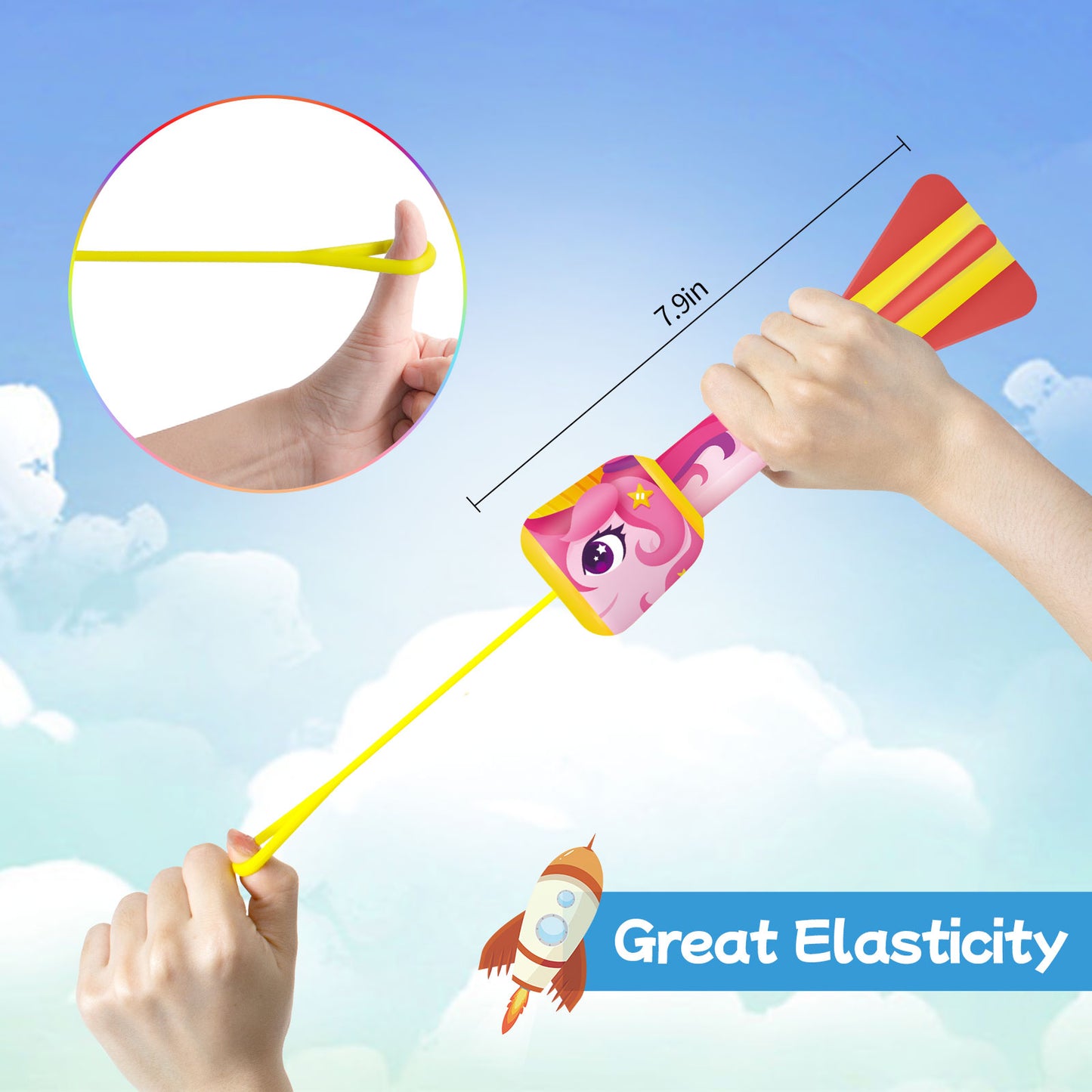 Children's Slingshot rocket launcher, Finger rocket launcher outdoor indoor toys, Easter basket gift party gift toys, suitable for 5 、6 、 7 、 8 years old