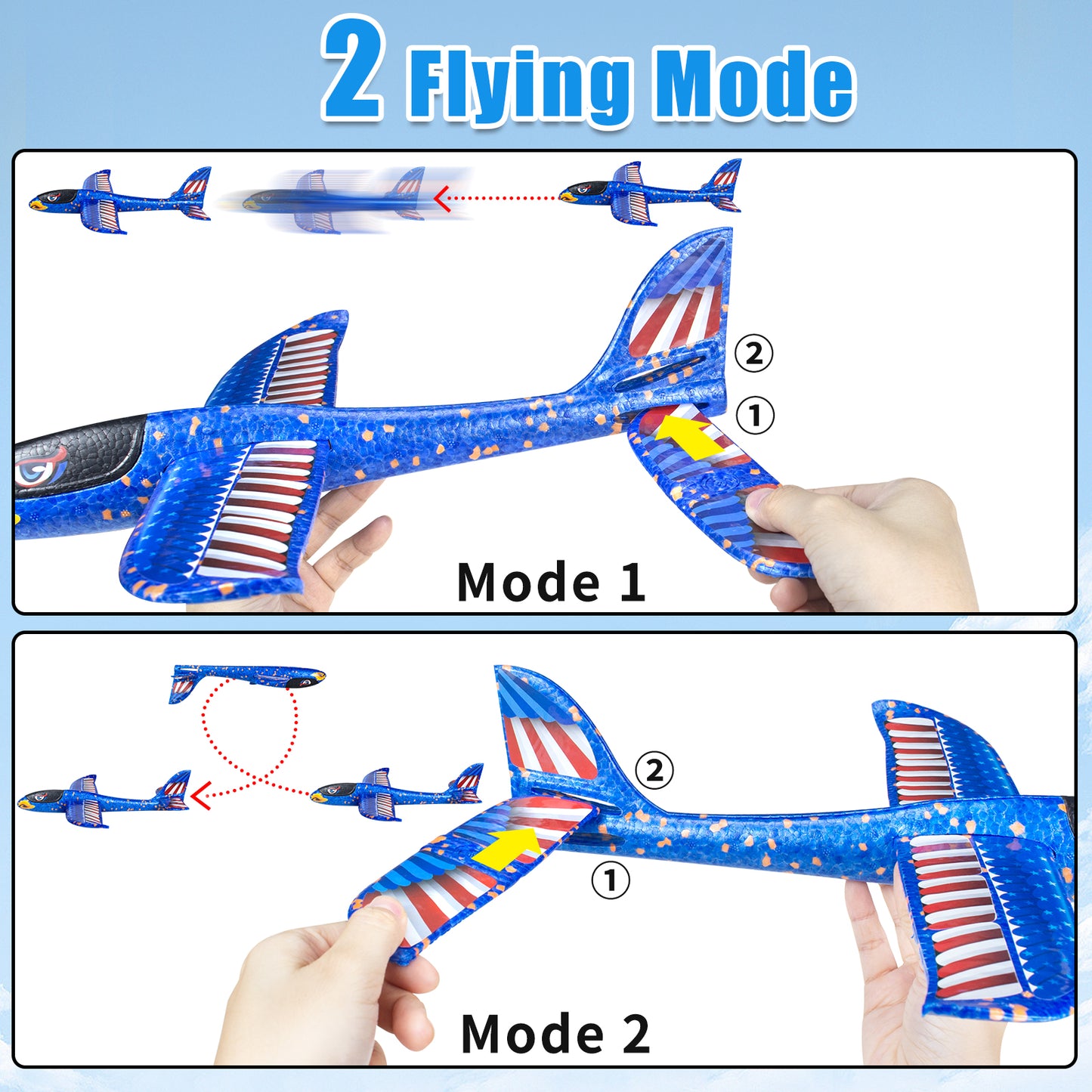 Foam Gliders Plane For Kids, Large Airplane Toy Polystyrene Aeroplane Toys Flying Gliders, Manual,Inertia and Durable Suitable for Family Outdoor Sport