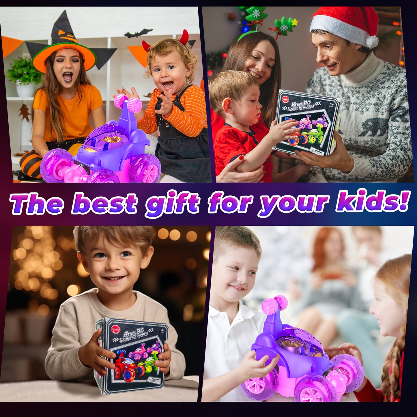 Remote Control Cars, Toy Cars for Kids Age 3 4 5 6, RC Stunt Car with LED Light, Pink Gifts for Girls, Unicorn Toys for 3 4 5 6 Year Old Girls