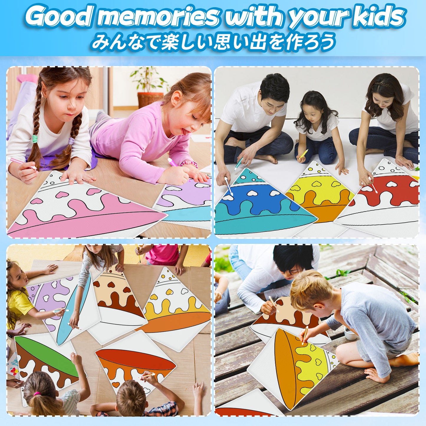 DIY Kites, Diamond Kite for Kids Easy to Fly- Creative Kite with Colorful Pens & Kite Handle for Summer Party Favors, Great Education Toys| Outdoor Beach Backyard Camping Toys