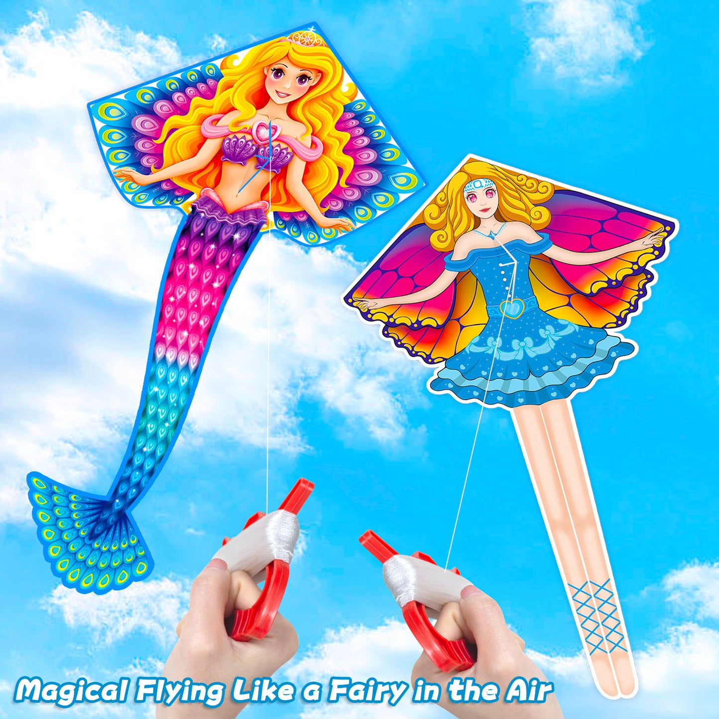 Kites for Kids Ages 4-8 8-12 | Large Mermaid Kite Girls Boys Adults, Easy to Fly & Assembled, Great Gift for Easter Travel Beach