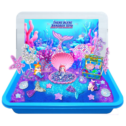 New 2nd generation stereo Sandbox Toy Sensory Bin Toy for Kids-Mermaid Toys and Play Sand Kit for Boy,Sensory Bin Filler and Toddler Activities for Boys and Girls Ages 3-6+
