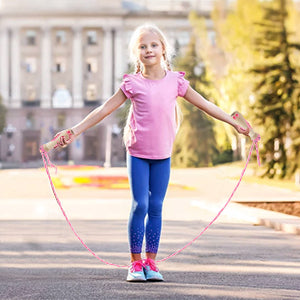 Jump Rope for Kids Women Adults - Adjustable Lenght Cotton Skipping Rope with wooden handle for Boys Girls Fitness, Keeping Fit,Training, Workout, Weight Loss tudents exercise supplies