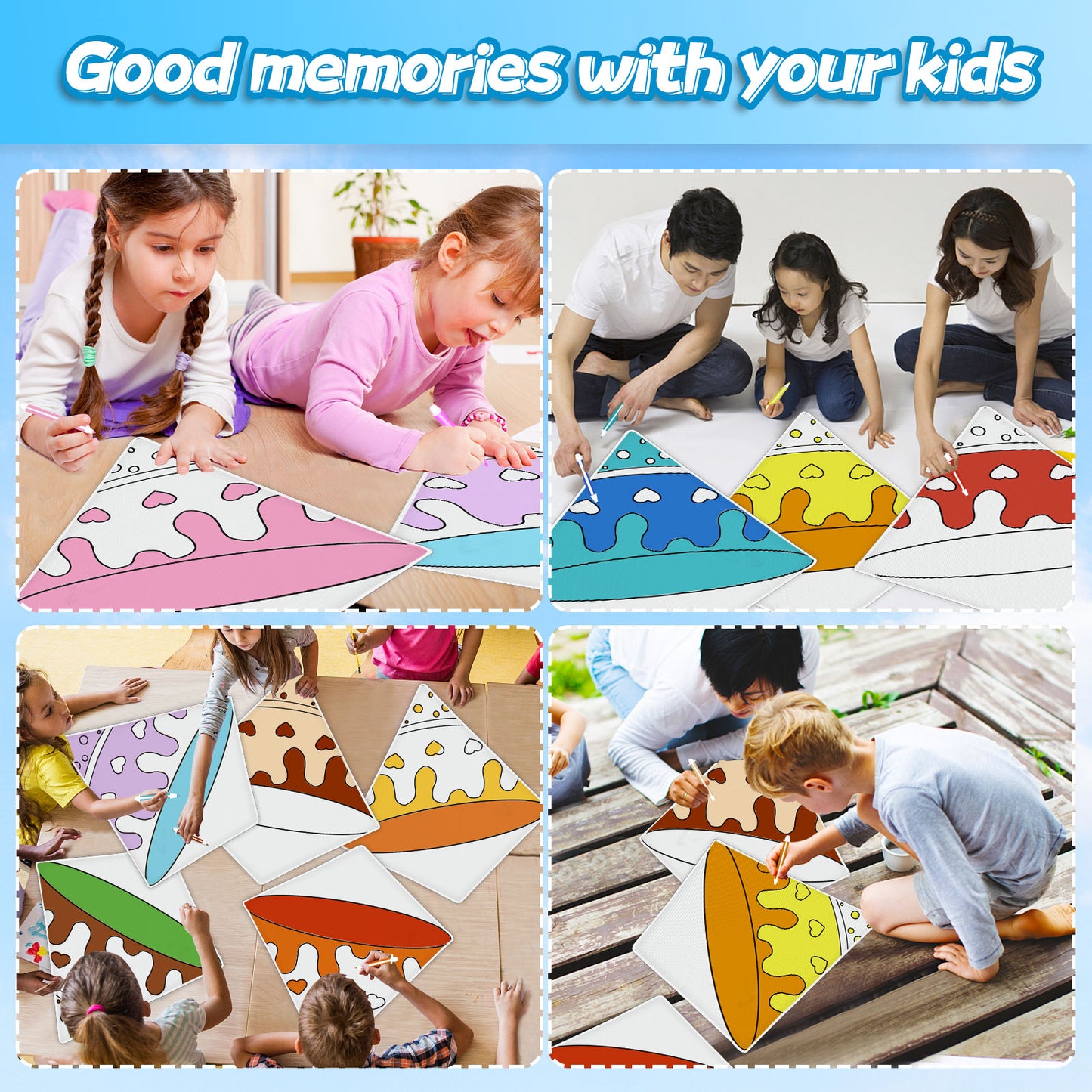DIY Kites, Diamond Kite for Kids Easy to Fly- Creative Kite with Colorful Pens & Kite Handle for Summer Party Favors, Great Education Toys| Outdoor Beach Backyard Camping Toys