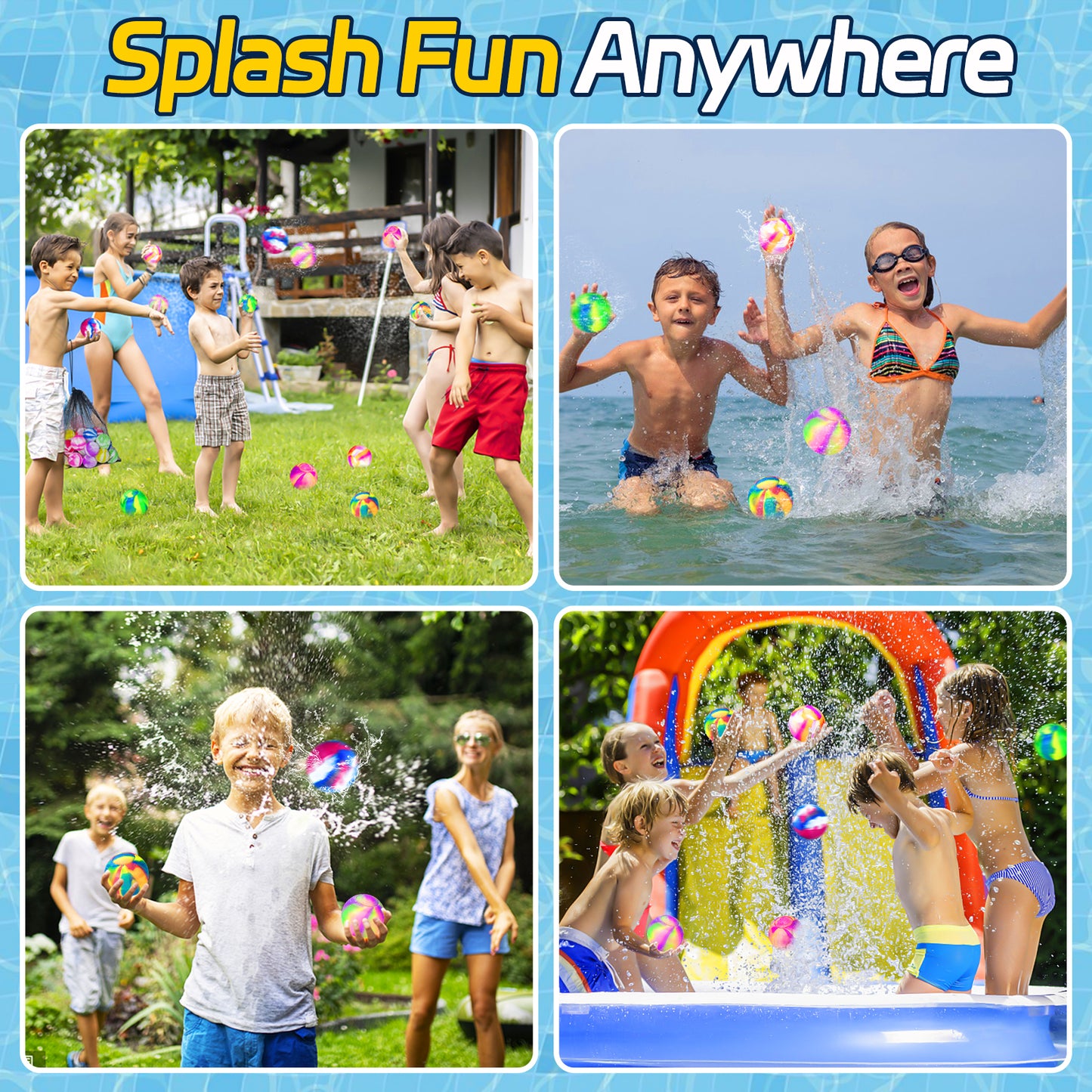 Reusable Water Balloons,Silicone Refillable Water Balloons Bombs Quick Fill & Self Sealing Water Balloons,Magnetic Water Balloons-Water Toys for Kids & Adults Summer Games,Water Balls