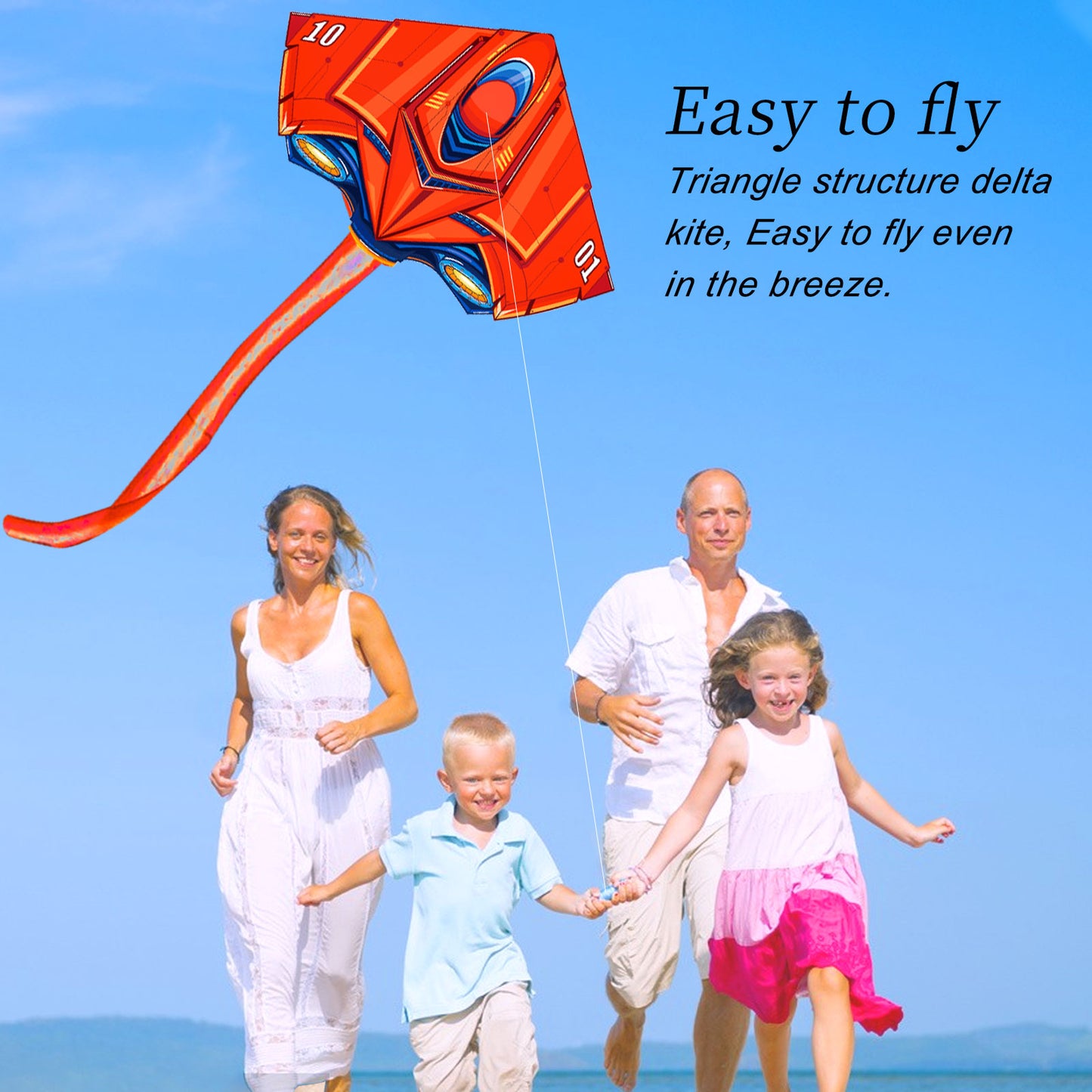 Kite for Kids Age 3-8 8-12, Large Kite for Boys Adults Easy to Fly & Assemble, Beach Kites with 328ft Kite String,Perfect for Beach Trip Park Family Activities Outdoor Games-Red Delta wing