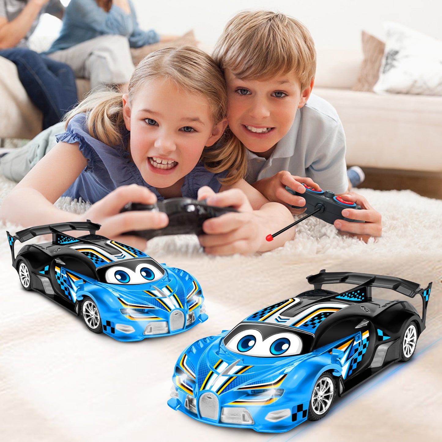 Remote Control Cars Toys for 3 4 5 6 7 8 Year Old Boys 1:18 High Speed Sports Racing Drift RC Car with LED Light Boys Girls Gifts Age 3-12 Kids Toy Birthday Presents Indoor Outdoor Game