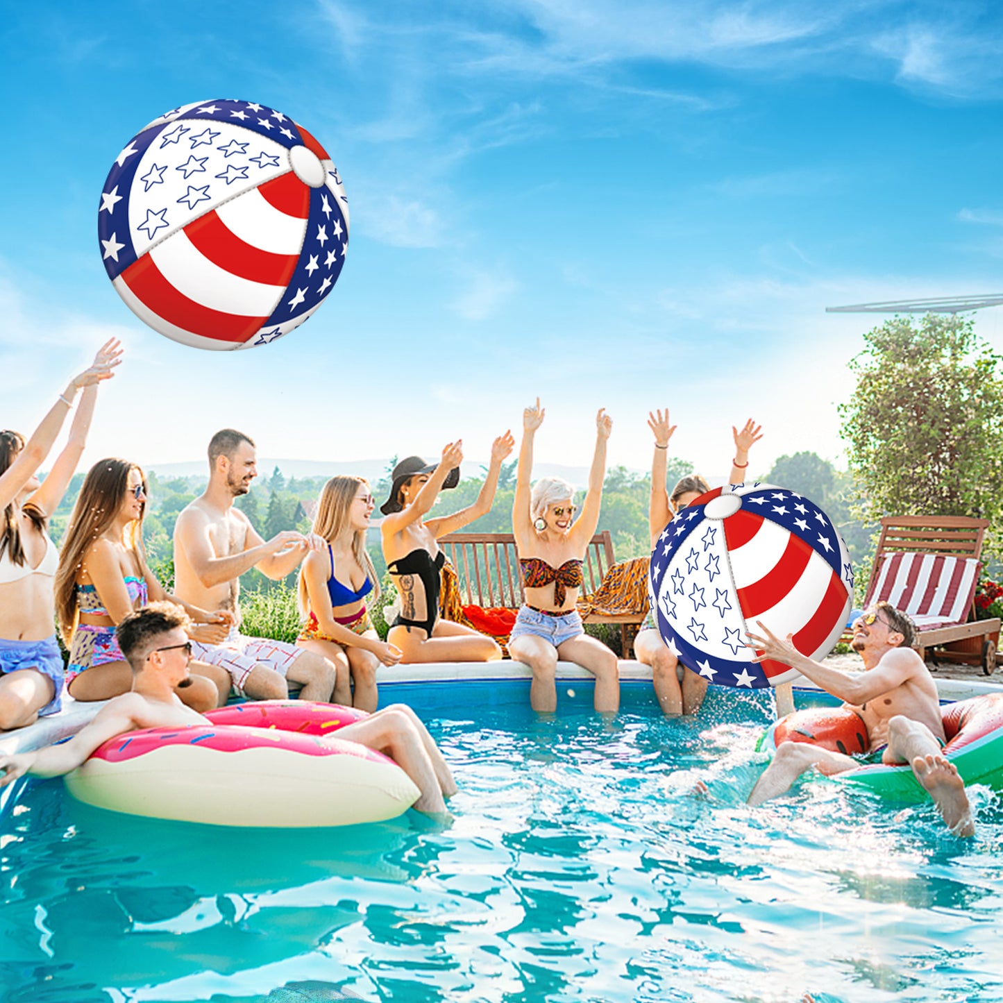 "Beach Ball- Big Inflatable Sports Ball Pool Toys Rainbow Beachball 26 inch, Outdoor Pool Balls for Kids and Adults Summer Water Toys Beach Pool Party Decorations 21"" After Inflated "
