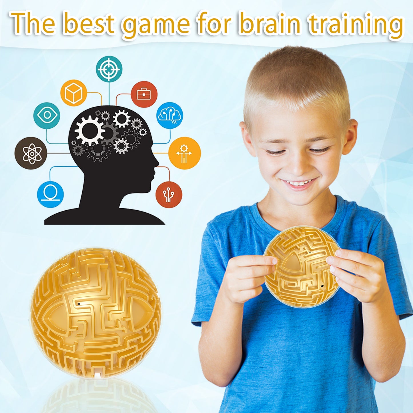 "Maze 3D Memory Sequential Maze Ball Puzzle Toy Gifts for Kids Adults - Challenges Game Lover Tiny Balls Brain Teasers Game (Gold) "