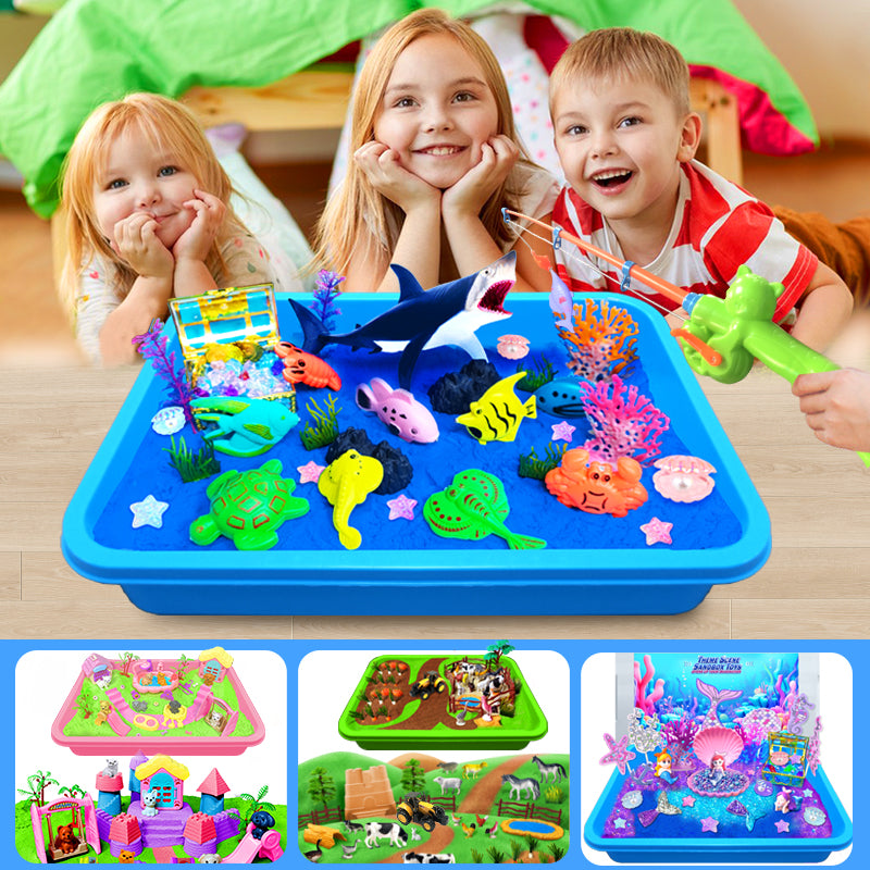 New 2nd generation stereo Sandbox Toy Sensory Bin Toy for Kids-Go Fishing Toys and Play Sand Kit for Boy,Sensory Bin Filler and Toddler Activities for Boys and Girls Ages 3-6+