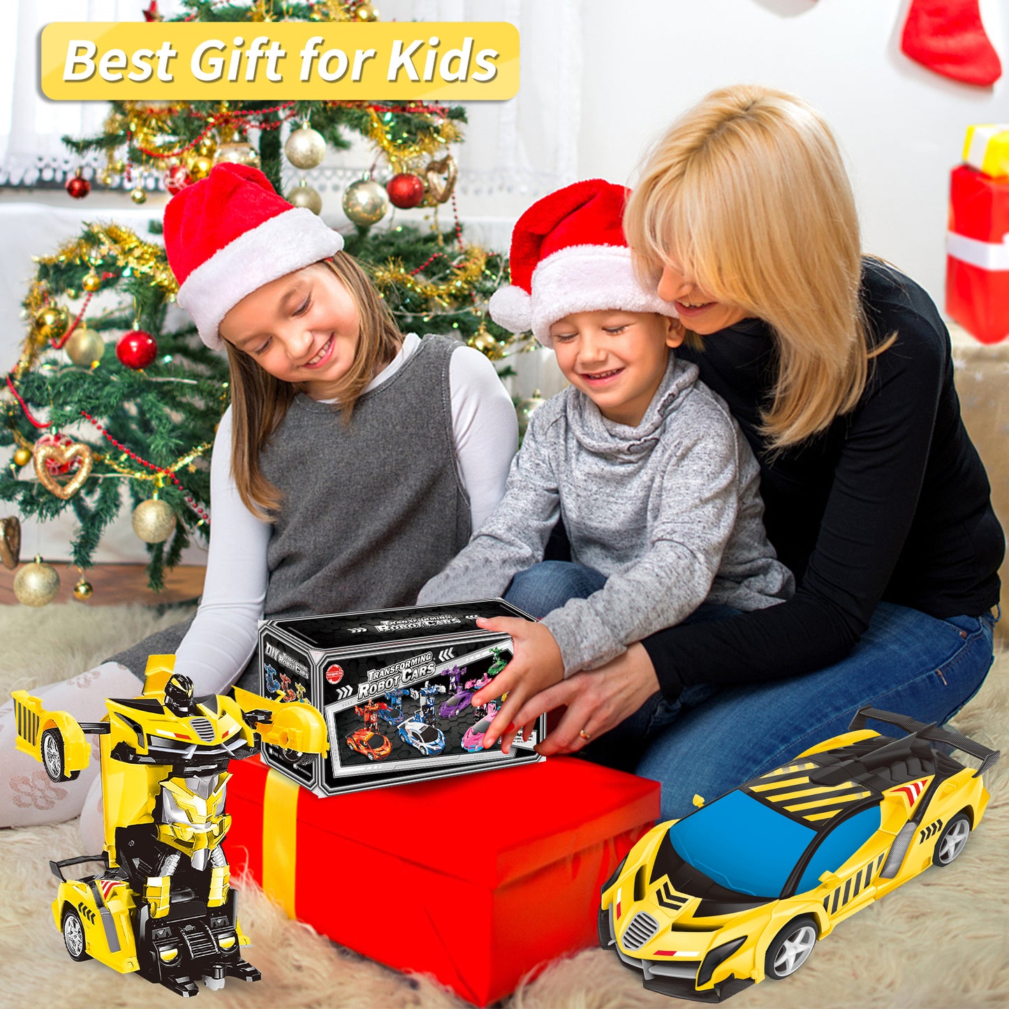 Remote Control Car Transform Car Robot Toy for Kids,1:18 Scale High Speed RC Cars Racing Car with 360°Rotating for Boys 3 4 5 6 7 8 9 Years Old Birthday-Yellow