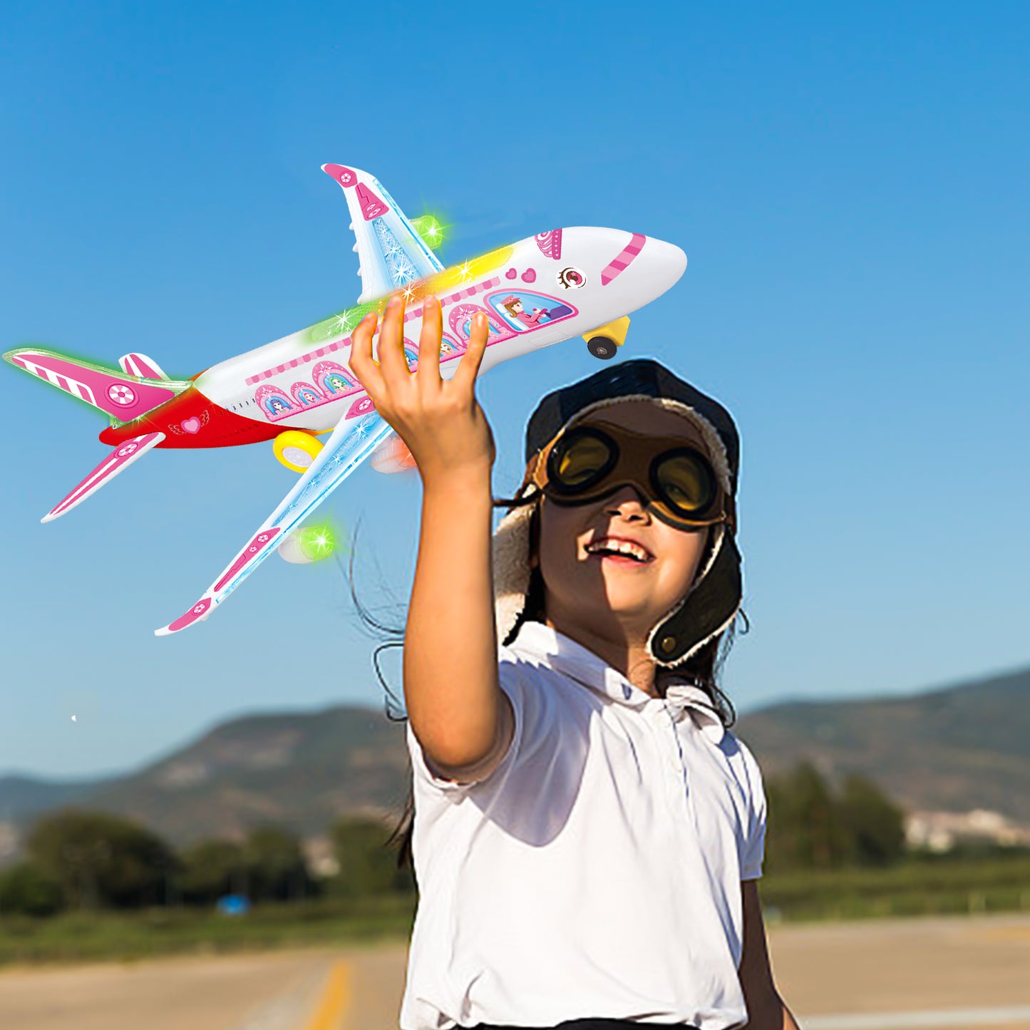 Big Planes Toys for 3 4 5 6 8 Year Old Boys Girls,Toddler Toys, Airplane Model with LED Lights and Sounds and Universal Wheel, Sensory Toddler Autism Toys for Kids Birthday Festive Days Gift