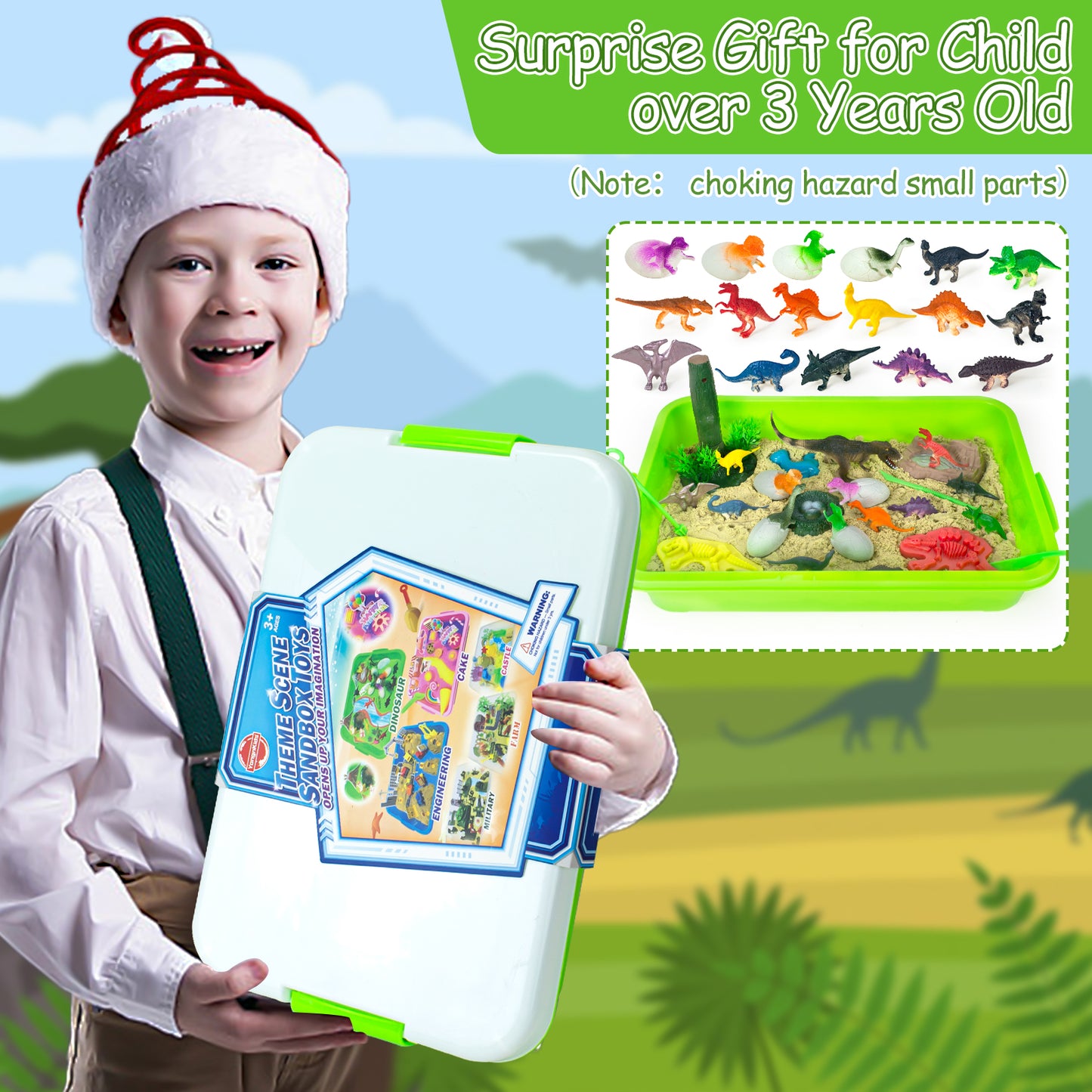 Dinosaur Sensory Bin Toy for Kids-Dinosaur Toys and Play Sand Kit for Boy,Sensory Bin Filler and Toddler Activities for Boys and Girls Ages 3-6+
