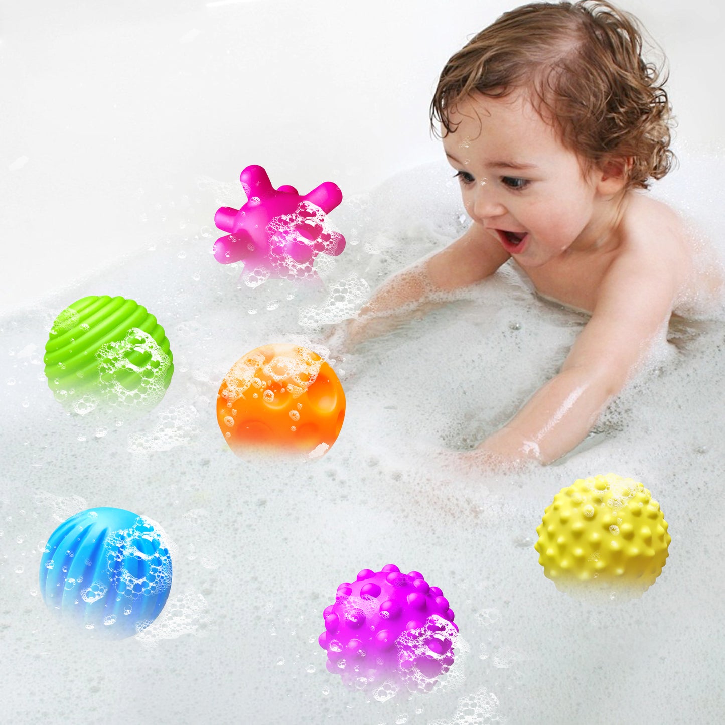Baby Sensory Toys Toddler Balls Texture - Multi Ball Set Massage Soft Ball Teething Toy 6 Pack