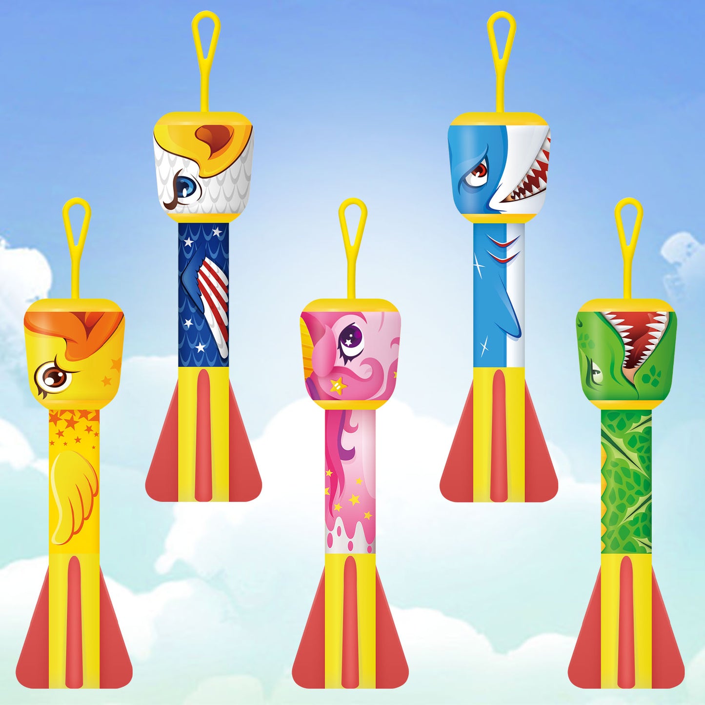 Children's Slingshot rocket launcher, Finger rocket launcher outdoor indoor toys, Easter basket gift party gift toys, suitable for 5 、6 、 7 、 8 years old