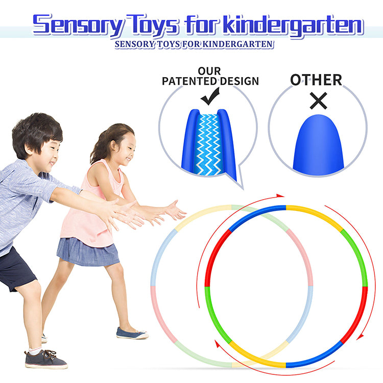 "Kids Exercise Toy Hoop Bundle Pack-Adjustable Weight Size Plastic Hoops Rings Toys, Fashional Fitness Hoop with Sticker for Kids Boys Girls Rolling Race,Exercise,Training, Playing,32 Inch "