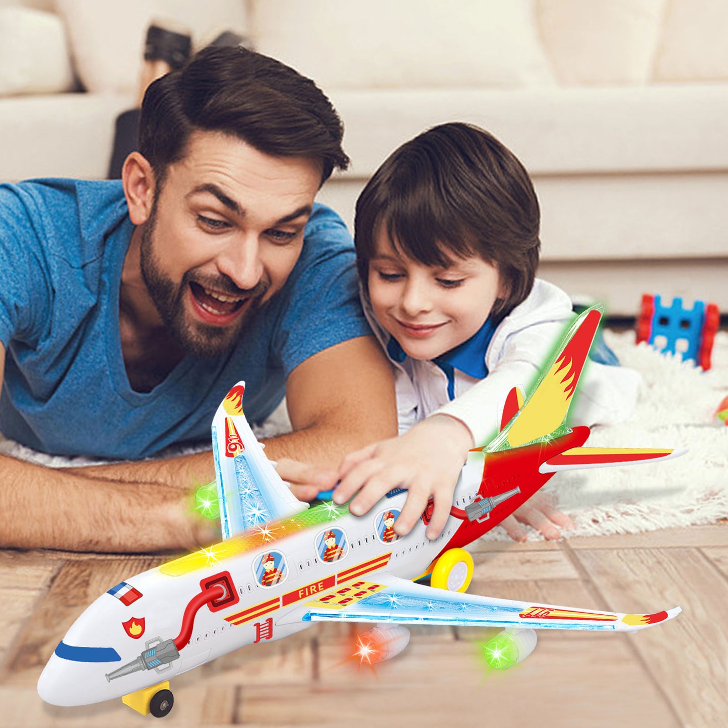 Big Planes Toys for 3 4 5 6 8 Year Old Boys Girls,Toddler Toys, Airplane Model with LED Lights and Sounds and Universal Wheel, Sensory Toddler Autism Toys for Kids Birthday Festive Days Gift