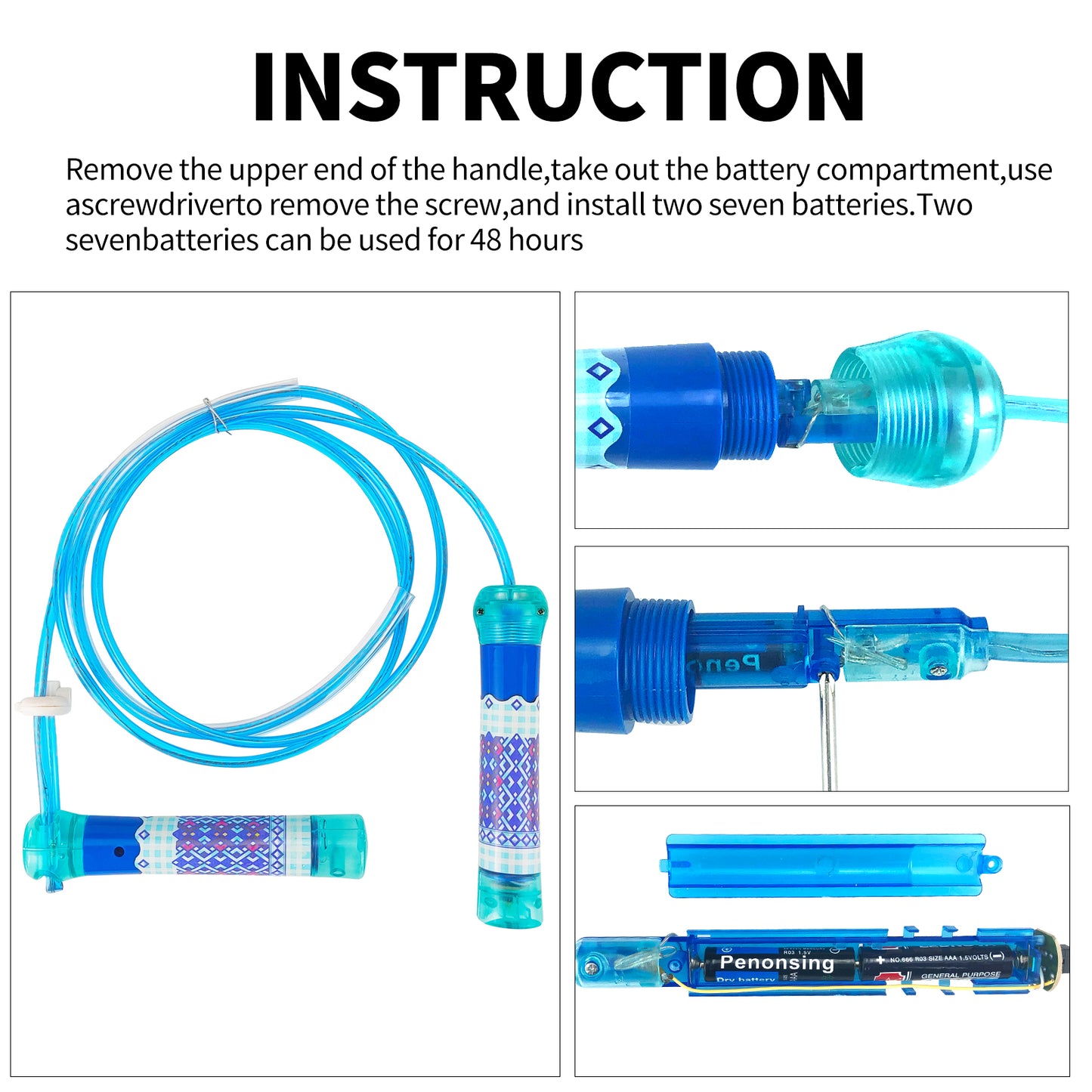 Jump Rope for Kids Ages 4-8-12+, Adjustable Size Led Jump Rope Light Up Skipping Rope with Colorful Lights for Teens Adults Glow Party Favor Outdoor Indoor Exercise Fitness Activity - Blue