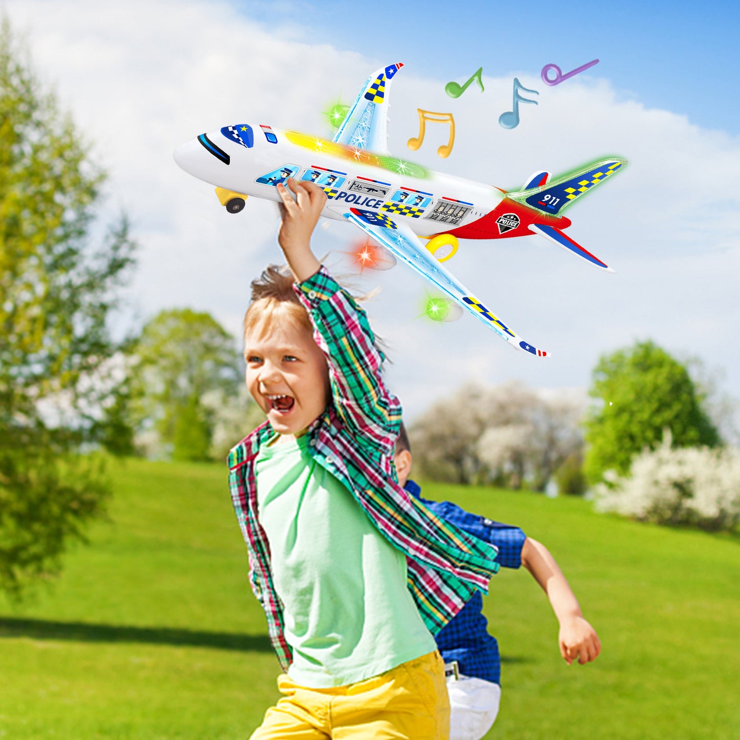 Big Planes Toys for 3 4 5 6 8 Year Old Boys Girls,Toddler Toys, Airplane Model with LED Lights and Sounds and Universal Wheel, Sensory Toddler Autism Toys for Kids Birthday Festive Days Gift